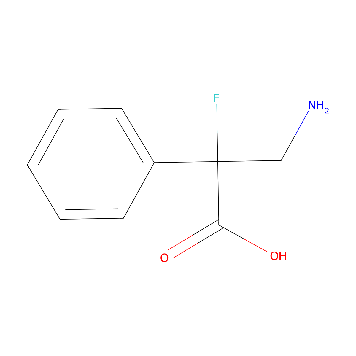 3-Amino-2-fluoro-2-phenylpropanoic acid molecular structure, CAS 1556406-35-9