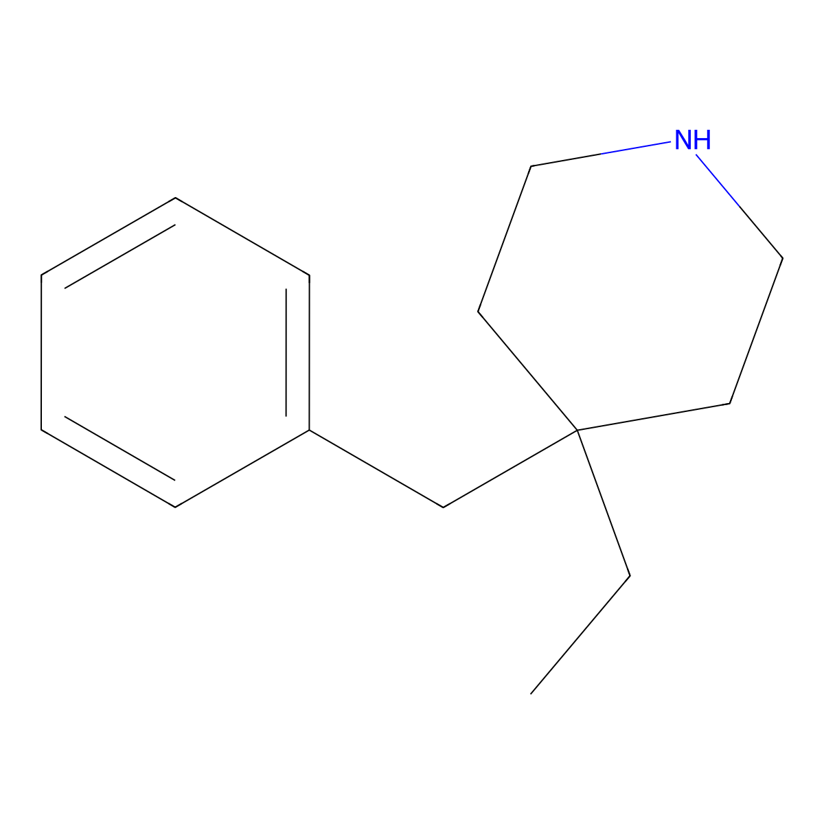 4-Benzyl-4-ethylpiperidine molecular structure, CAS 1556429-45-8