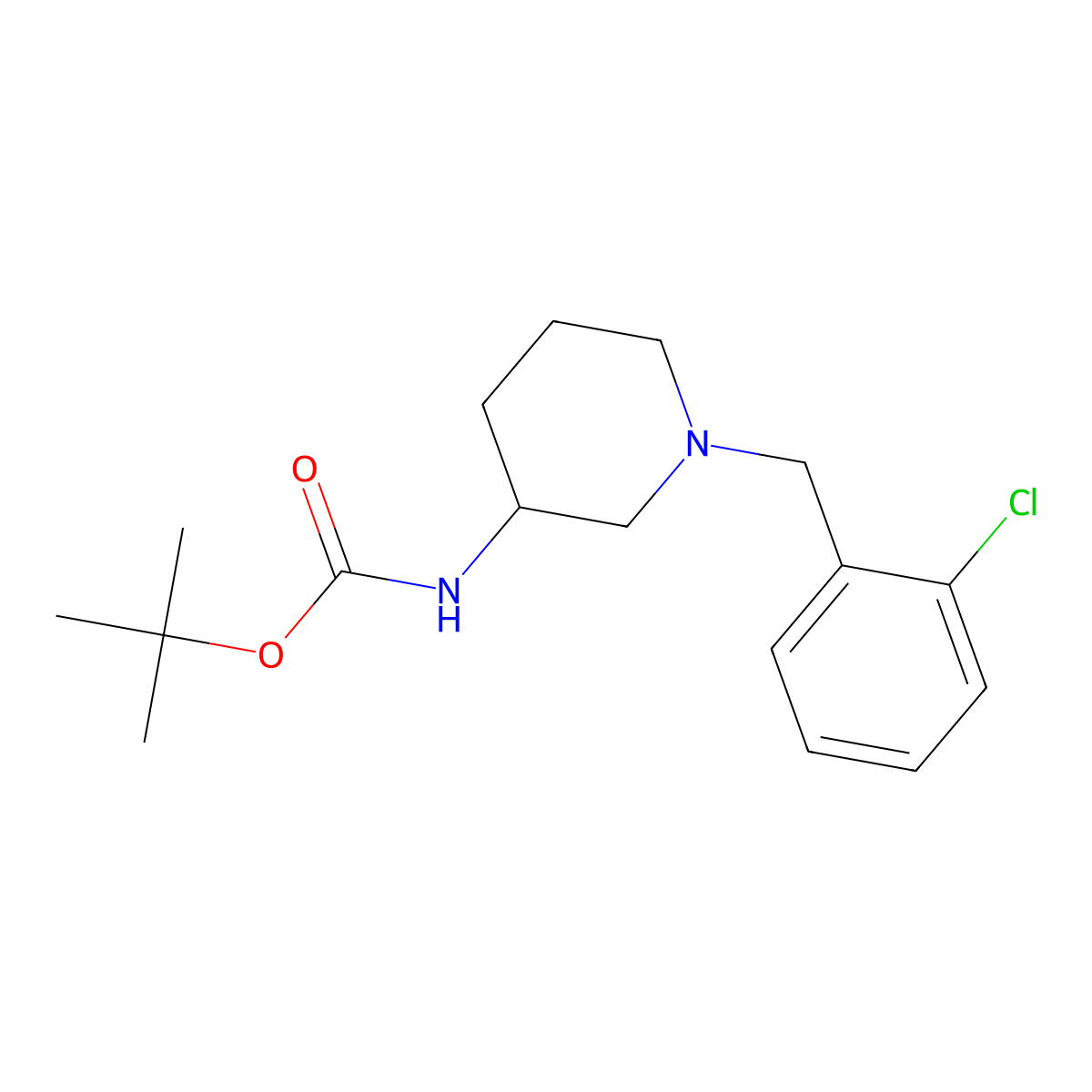tert-Butyl (1-(2-chlorobenzyl)piperidin-3-yl)carbamate molecular structure, CAS 1556438-85-7