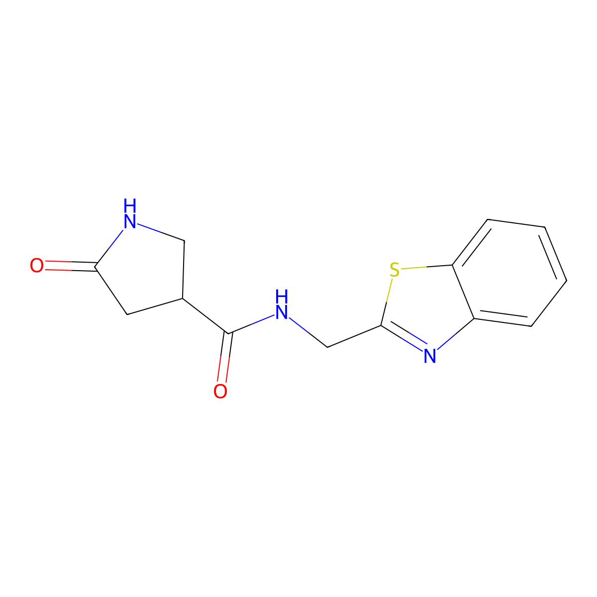 N-(Benzo[d]thiazol-2-ylmethyl)-5-oxopyrrolidine-3-carboxamide molecular structure, CAS 1556448-76-0