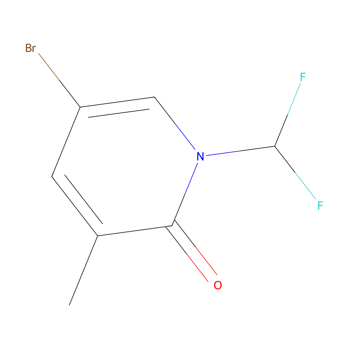 5-Bromo-1-(difluoromethyl)-3-methyl-1,2-dihydropyridin-2-one molecular structure, CAS 1556472-90-2