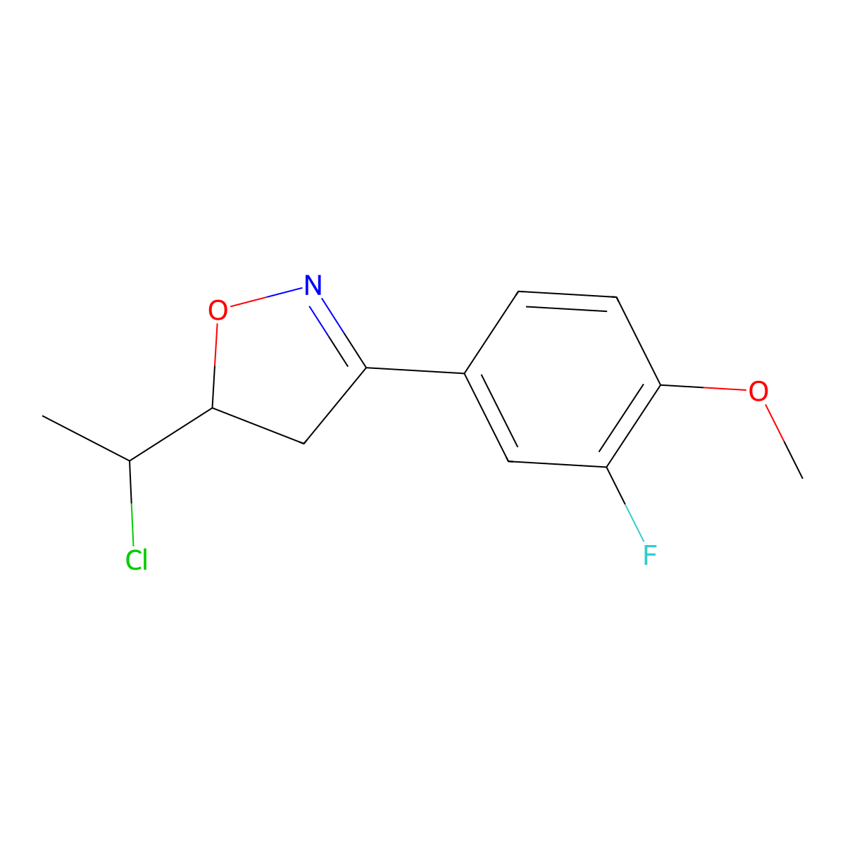 5-(1-Chloroethyl)-3-(3-fluoro-4-methoxyphenyl)-4,5-dihydro-1,2-oxazole molecular structure, CAS 1556473-39-2