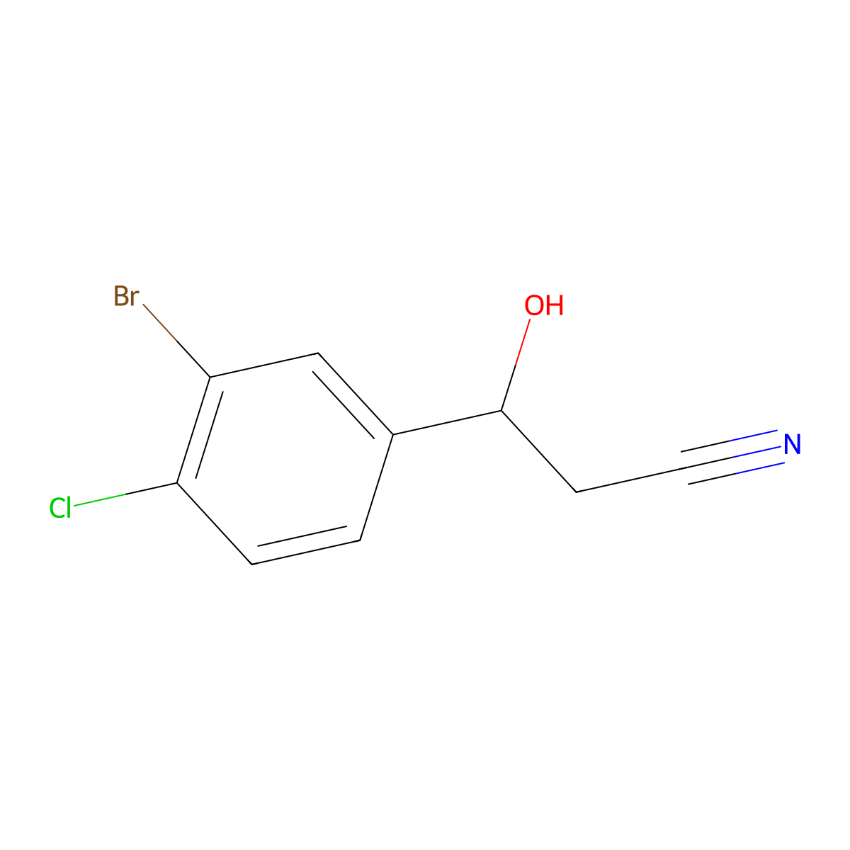 3-(3-Bromo-4-chlorophenyl)-3-hydroxypropanenitrile molecular structure, CAS 1556476-76-6