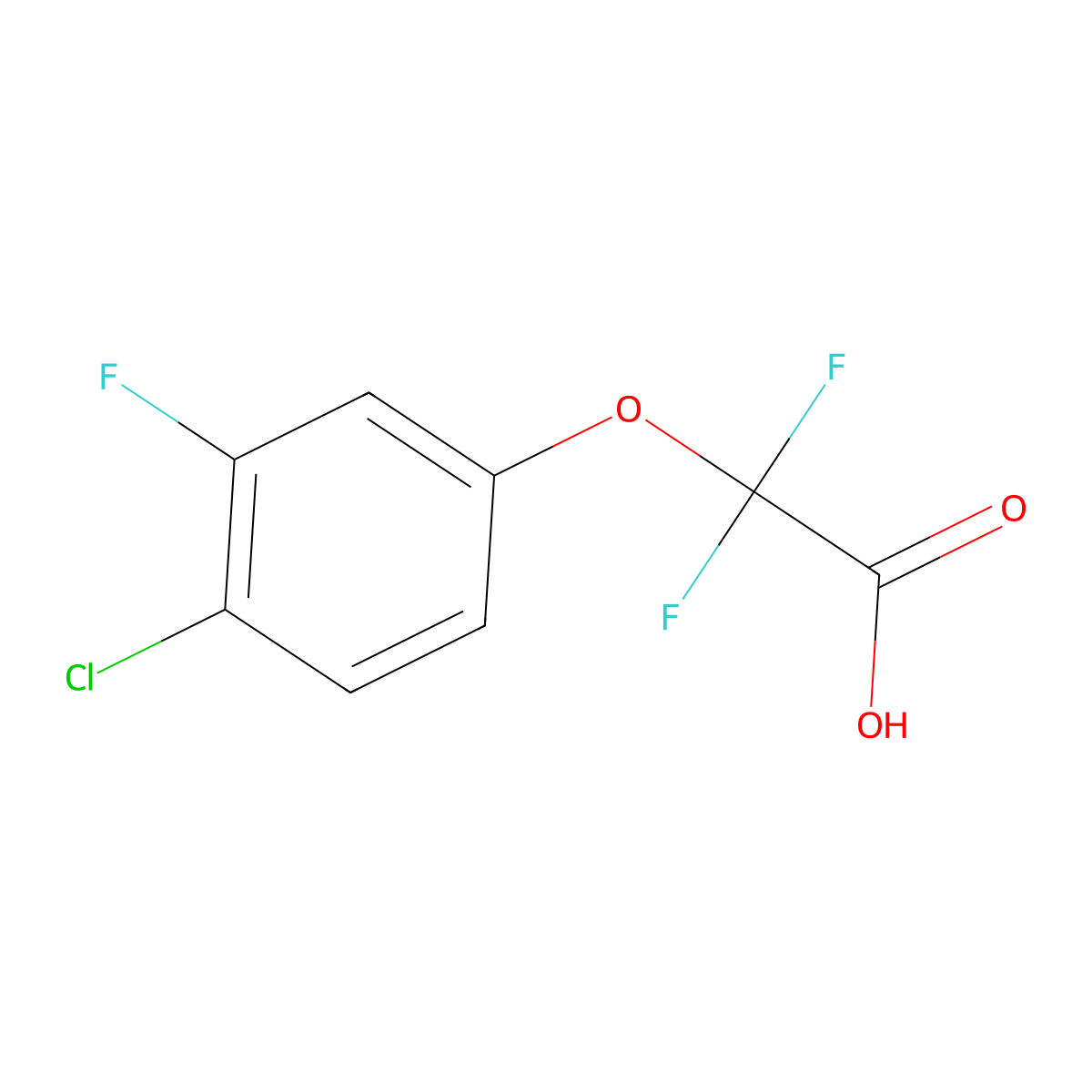 2-(4-Chloro-3-fluorophenoxy)-2,2-difluoroacetic acid molecular structure, CAS 1556480-18-2