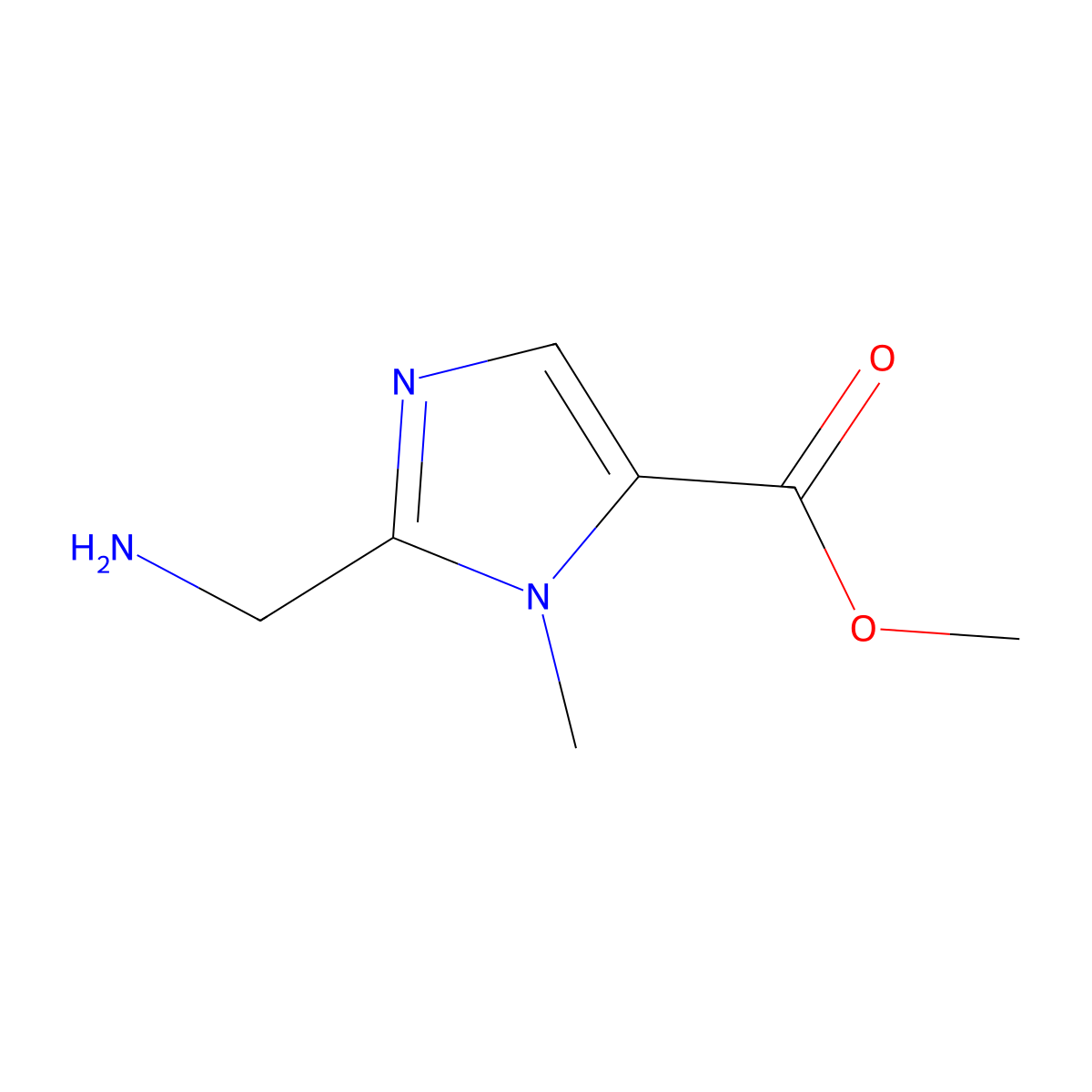 methyl 2-(aminomethyl)-1-methyl-1H-imidazole-5-carboxylate molecular structure, CAS 1556498-05-5