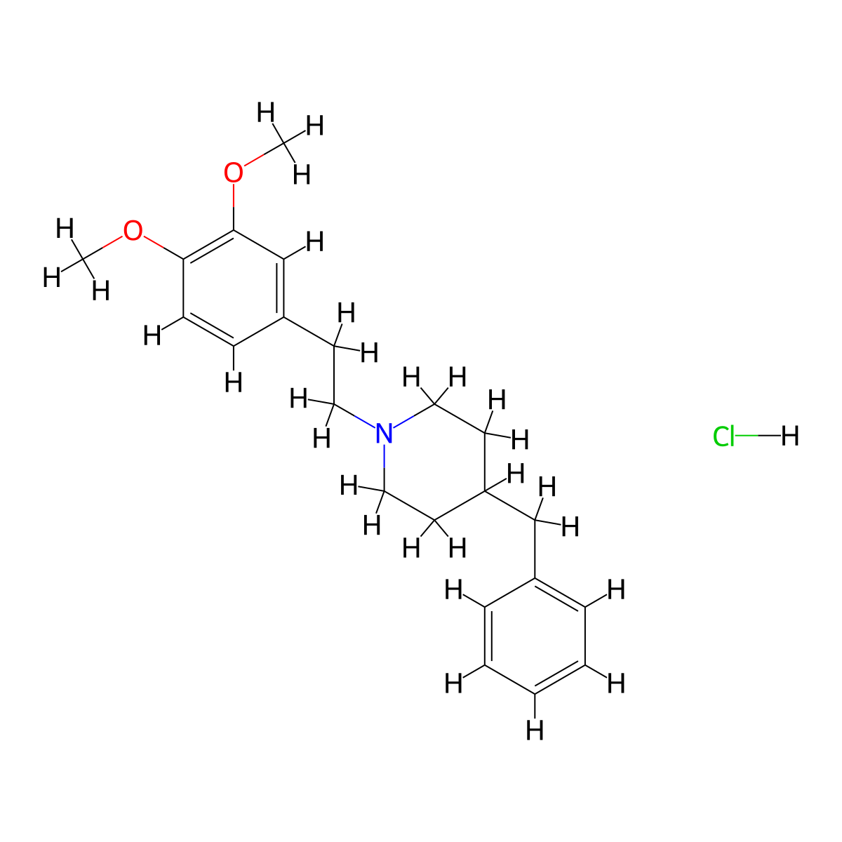 Piperidine, 4-benzyl-1-(3,4-dimethoxyphenethyl)-, hydrochloride molecular structure, CAS 15565-25-0