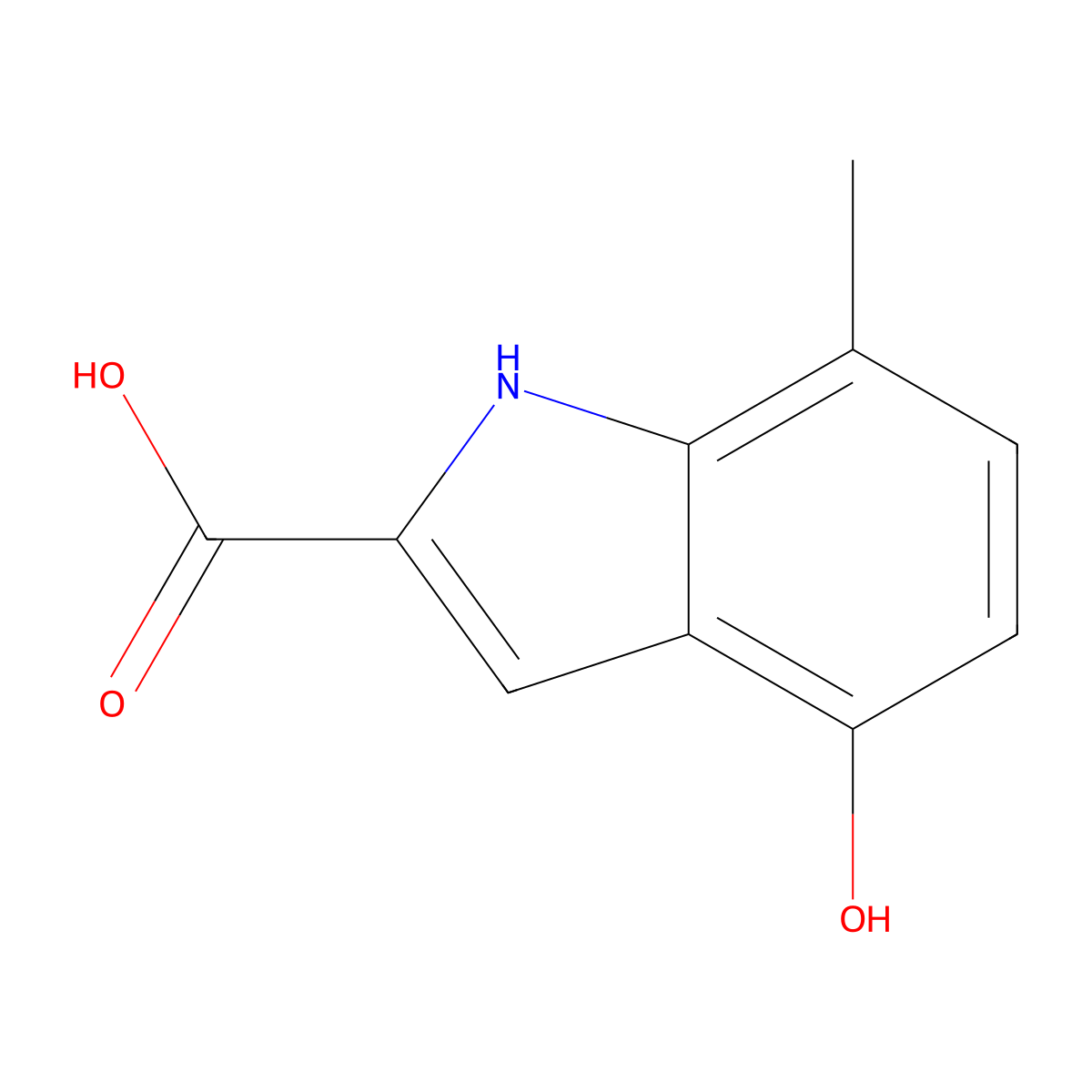 4-hydroxy-7-methyl-1H-indole-2-carboxylic acid molecular structure, CAS 1556503-01-5