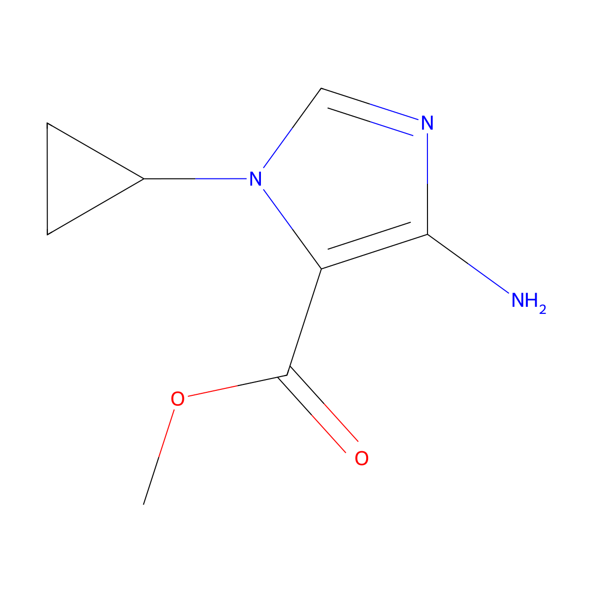 methyl4-amino-1-cyclopropyl-1H-imidazole-5-carboxylate molecular structure, CAS 1556503-41-3