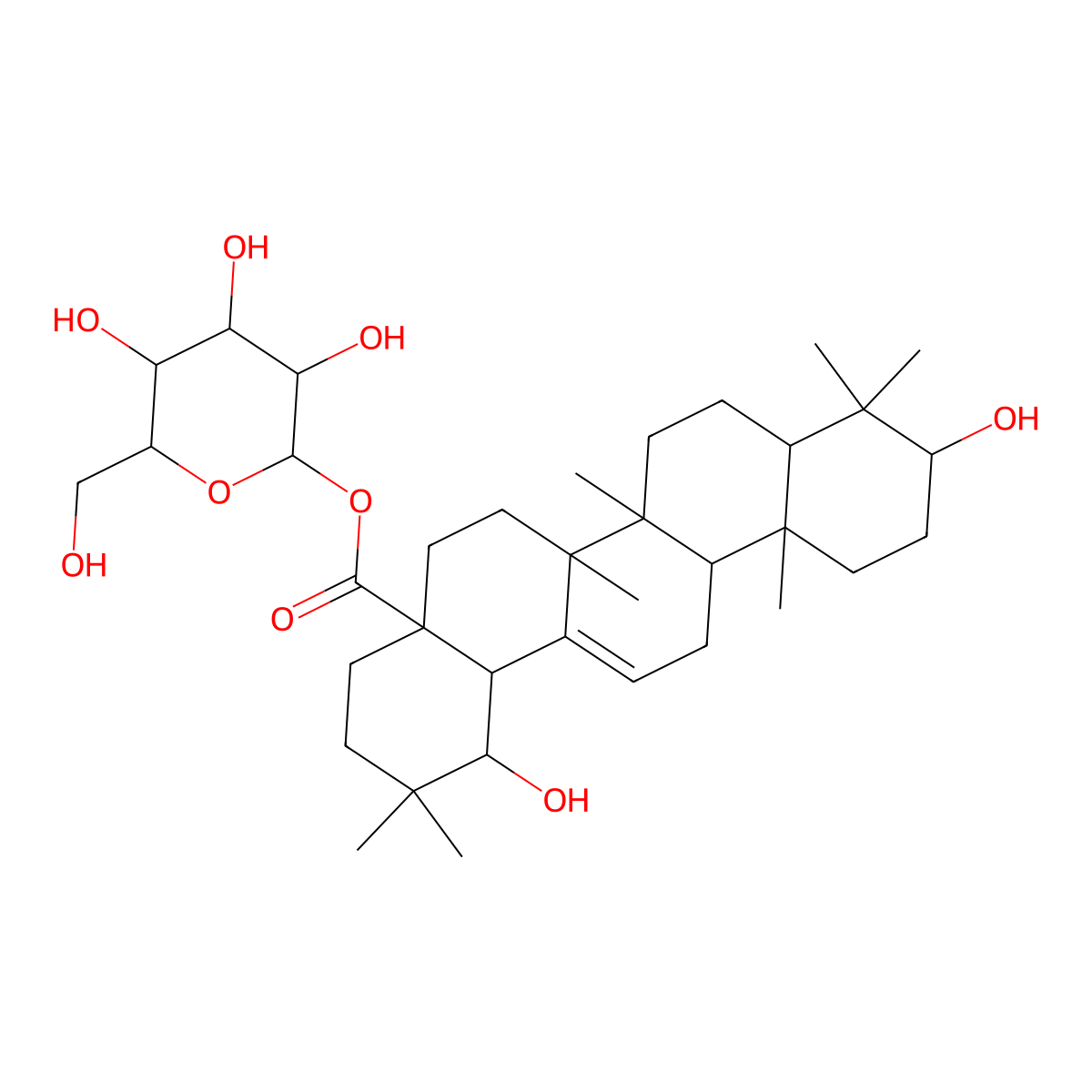 Siaresinolic acid 28-O-beta-D-glucopyranosyl ester molecular structure, CAS 155653-86-4