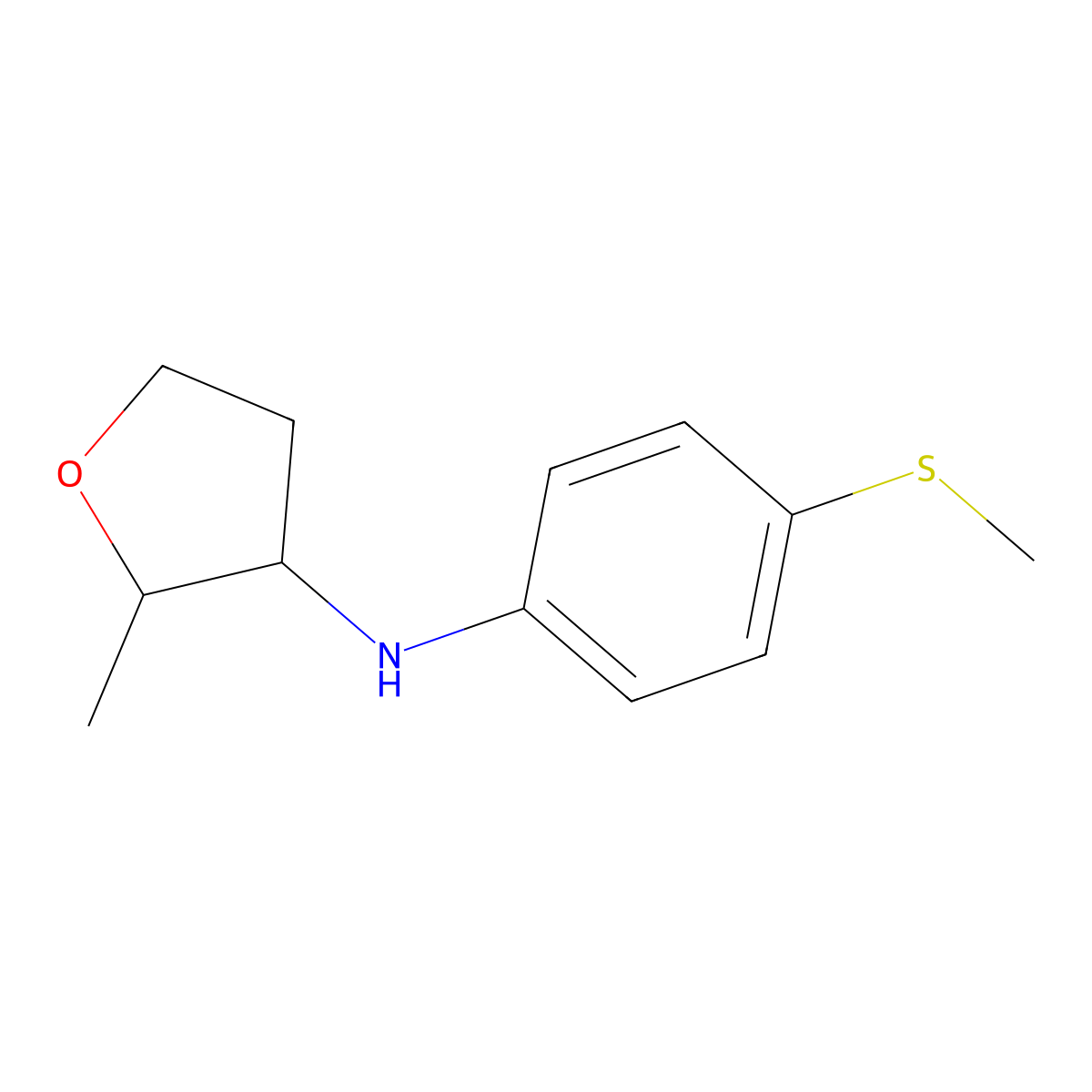 2-Methyl-N-[4-(methylsulfanyl)phenyl]oxolan-3-amine molecular structure, CAS 1556533-32-4
