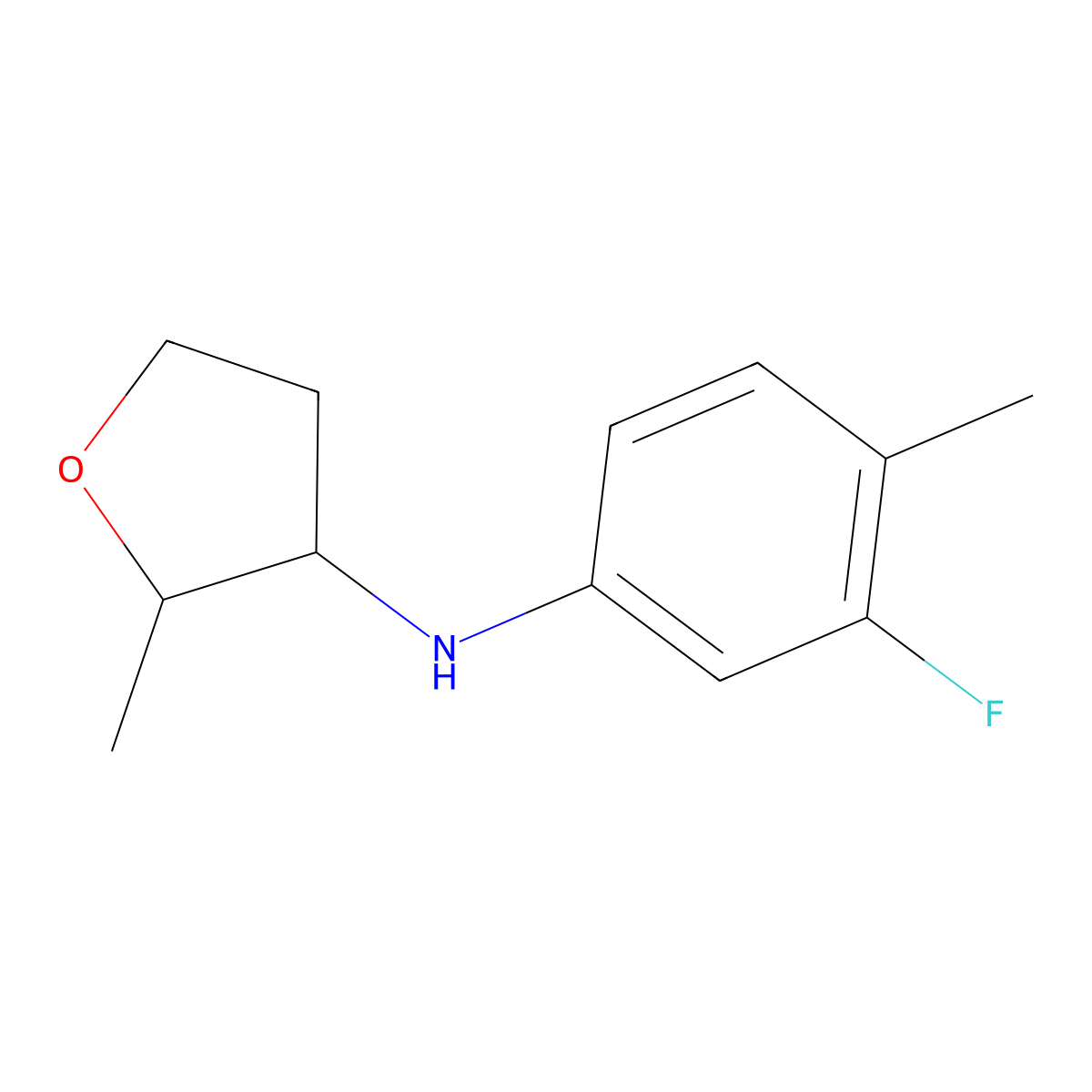 N-(3-Fluoro-4-methylphenyl)-2-methyloxolan-3-amine molecular structure, CAS 1556533-92-6