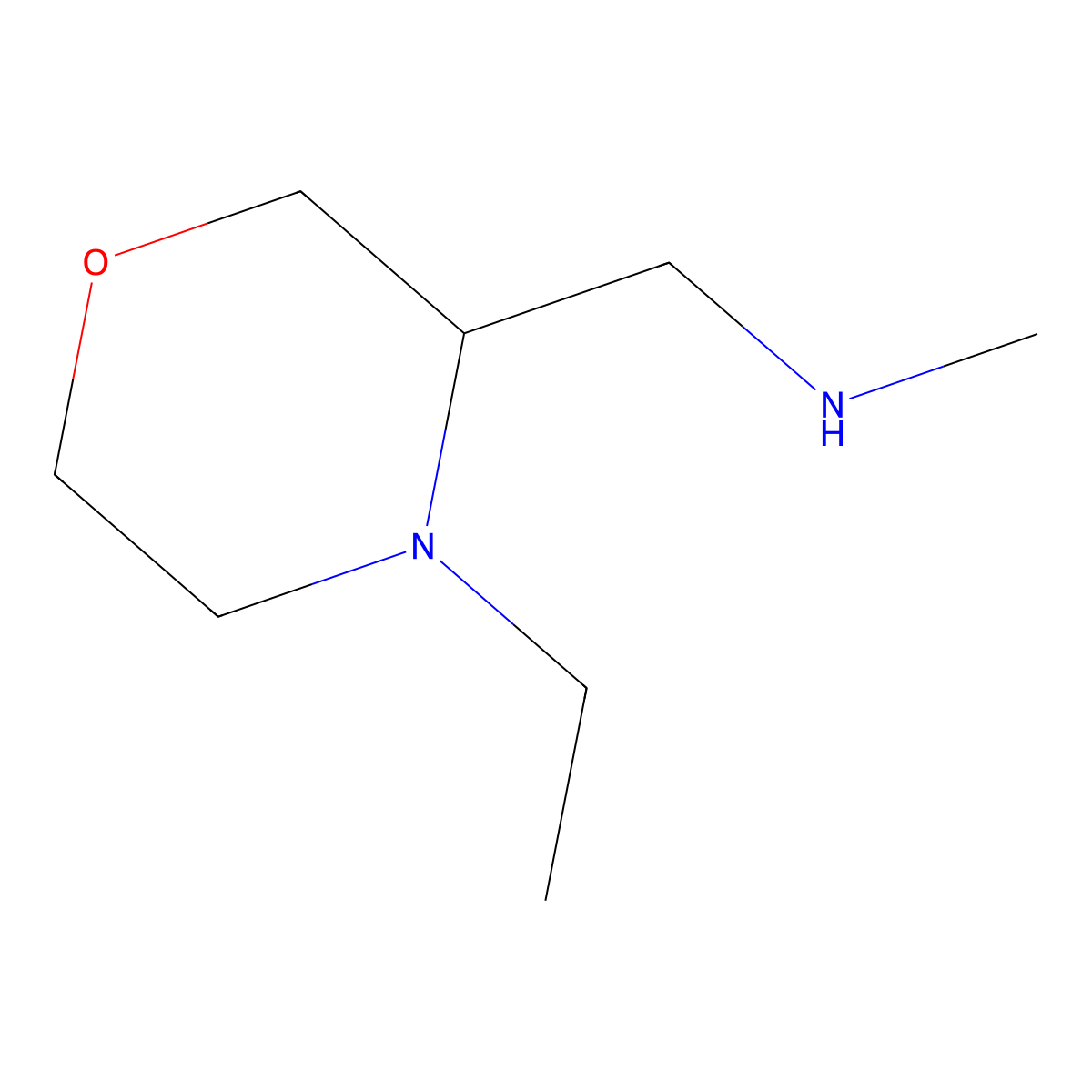 1-(4-Ethylmorpholin-3-yl)-N-methylmethanamine molecular structure, CAS 1556566-61-0