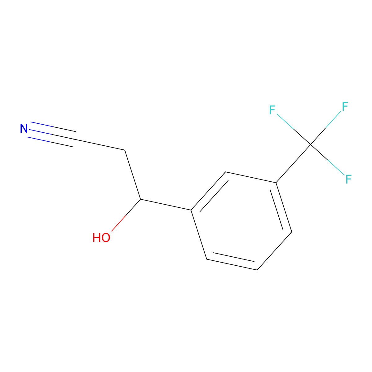 3-Hydroxy-3-[3-(trifluoromethyl)phenyl]propanenitrile molecular structure, CAS 1556588-47-6