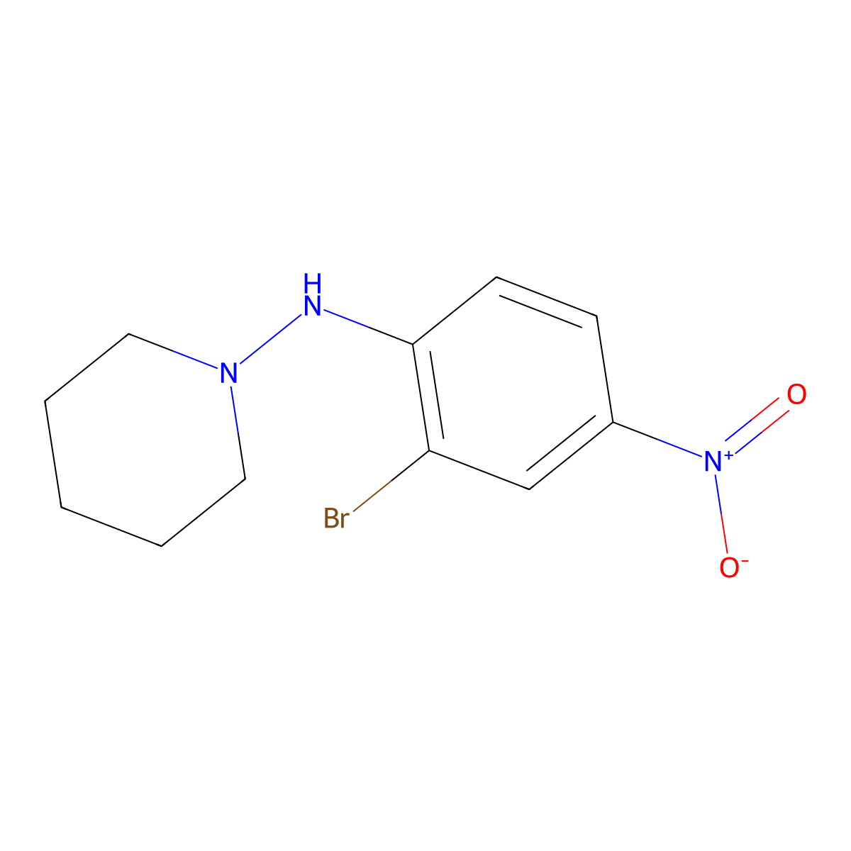 3-Bromo-4-(piperidin-1-ylamino)nitrobenzene molecular structure, CAS 1556612-40-8