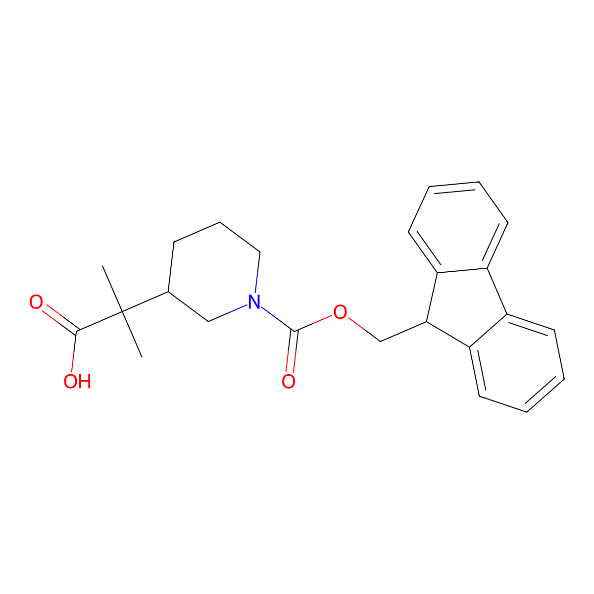 2-(1-{[(9H-fluoren-9-yl)methoxy]carbonyl}piperidin-3-yl)-2-methylpropanoic acid molecular structure, CAS 1556626-97-1