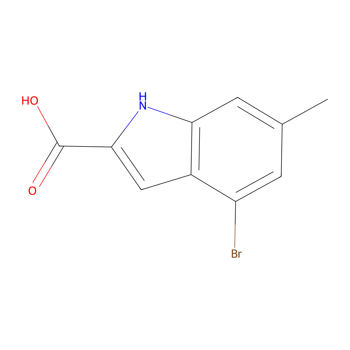 4-bromo-6-methyl-1H-indole-2-carboxylic acid molecular structure, CAS 1556643-35-6