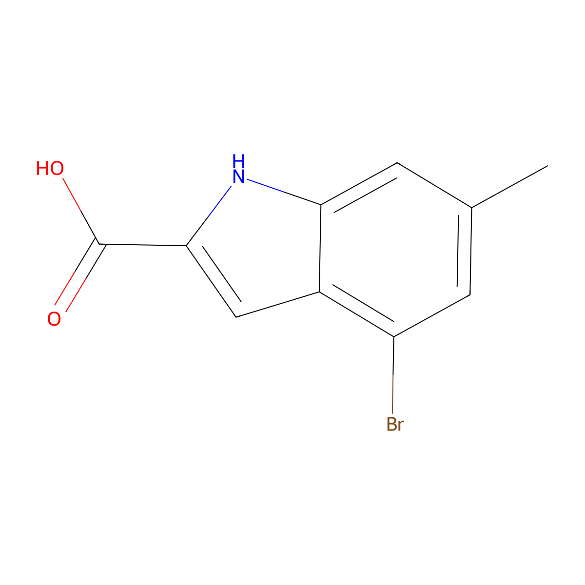 4-bromo-6-methyl-1H-indole-2-carboxylic acid molecular structure, CAS 1556643-35-6
