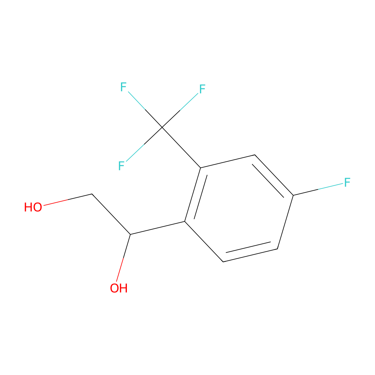 1-[4-Fluoro-2-(trifluoromethyl)phenyl]ethane-1,2-diol molecular structure, CAS 1556650-28-2