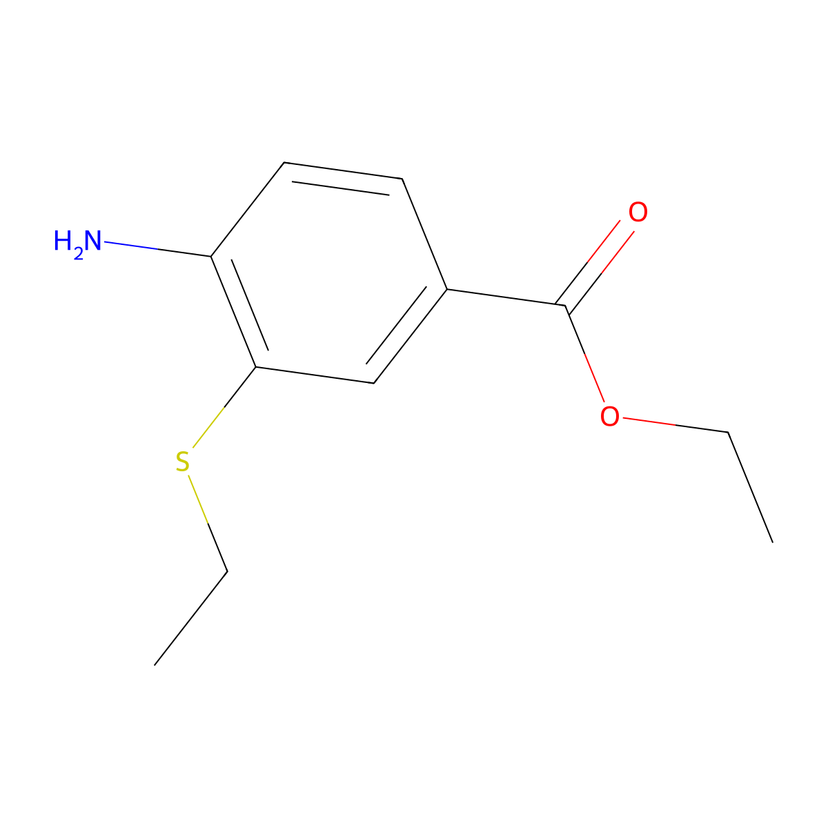 Ethyl 4-amino-3-(ethylsulfanyl)benzoate molecular structure, CAS 1556654-76-2