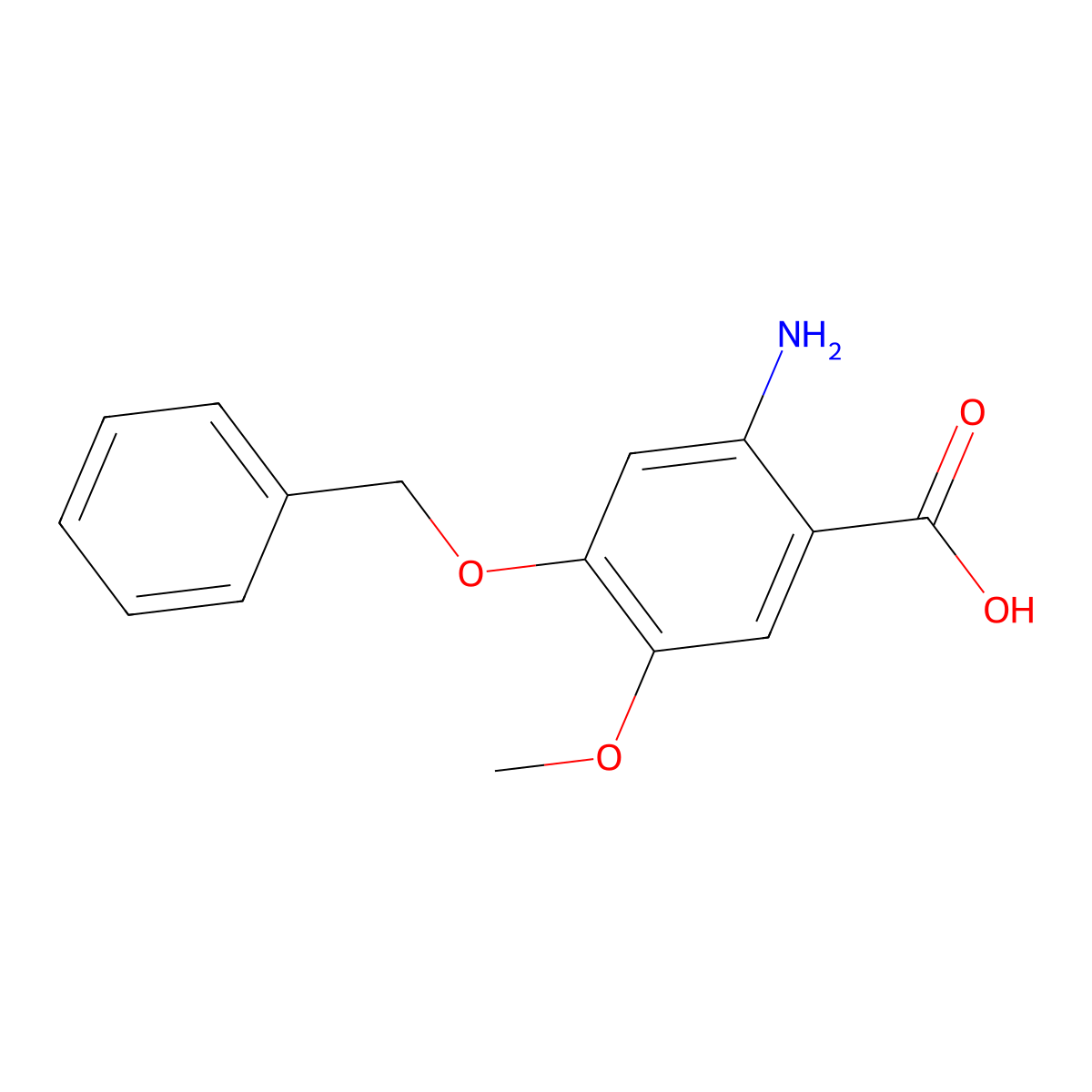 2-Amino-4-(benzyloxy)-5-methoxybenzoic acid molecular structure, CAS 155666-33-4