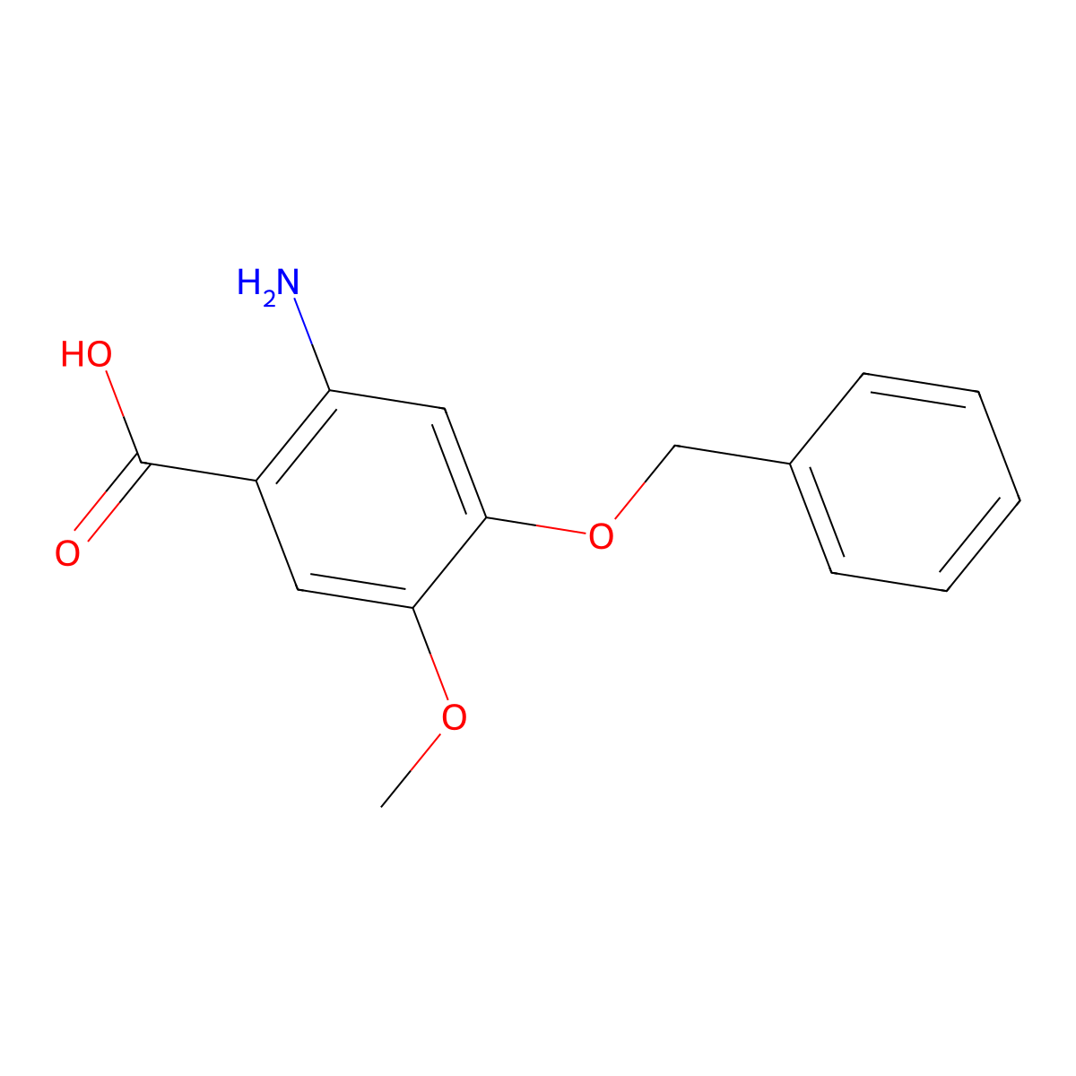 2-Amino-4-(benzyloxy)-5-methoxybenzoic acid molecular structure, CAS 155666-33-4