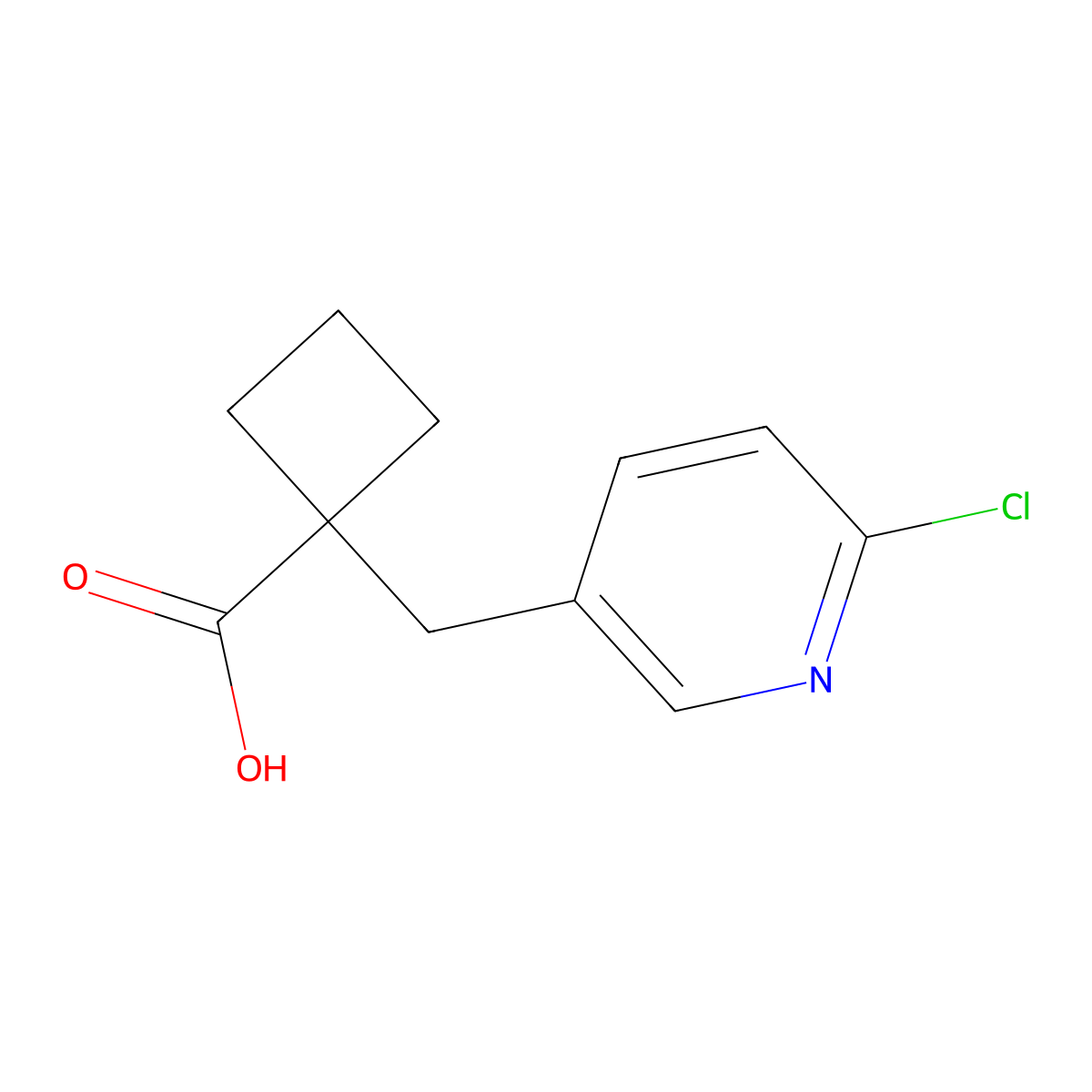 1-[(6-Chloropyridin-3-yl)methyl]cyclobutane-1-carboxylic acid molecular structure, CAS 1556671-16-9