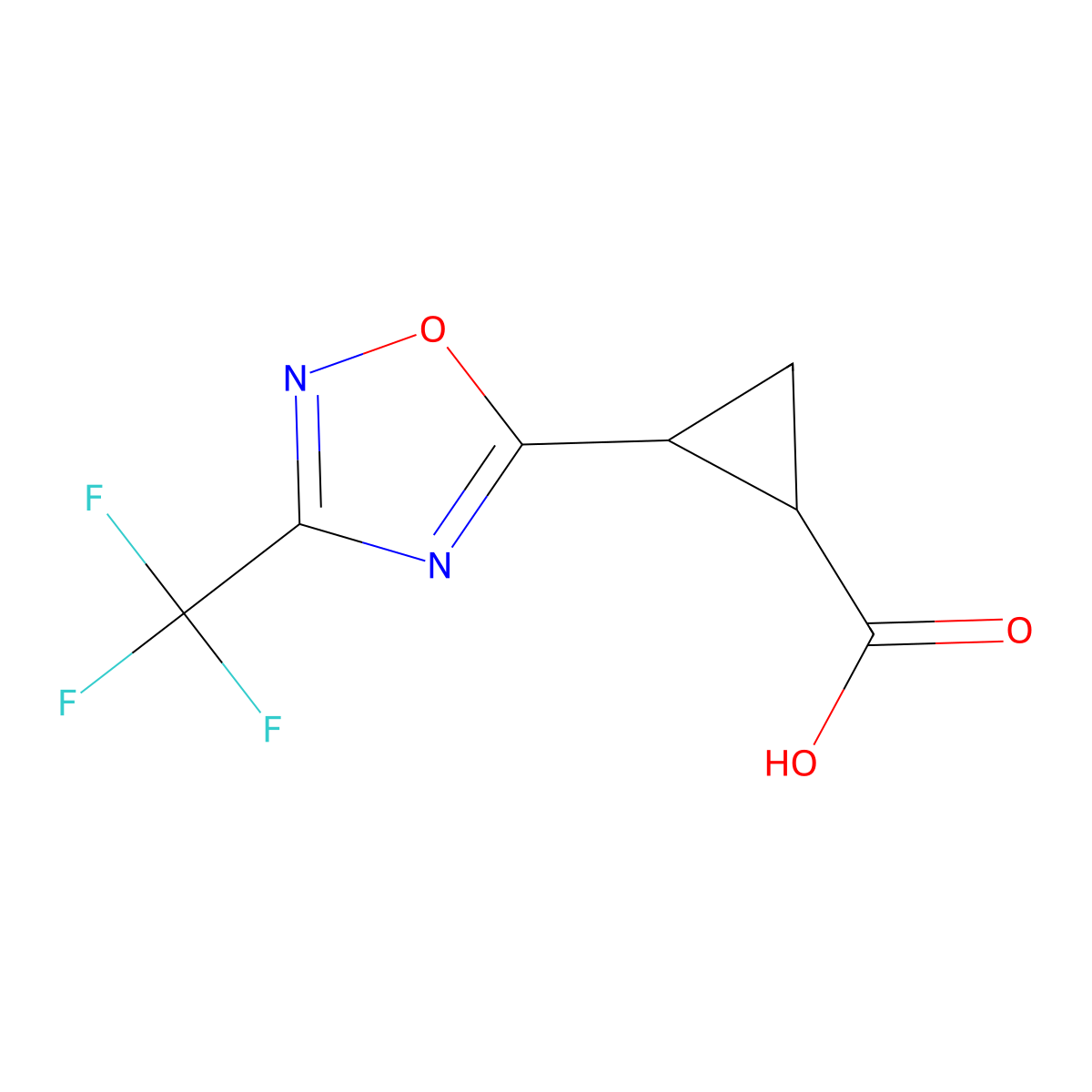 2-[3-(Trifluoromethyl)-1,2,4-oxadiazol-5-yl]cyclopropane-1-carboxylic acid molecular structure, CAS 1556691-57-6