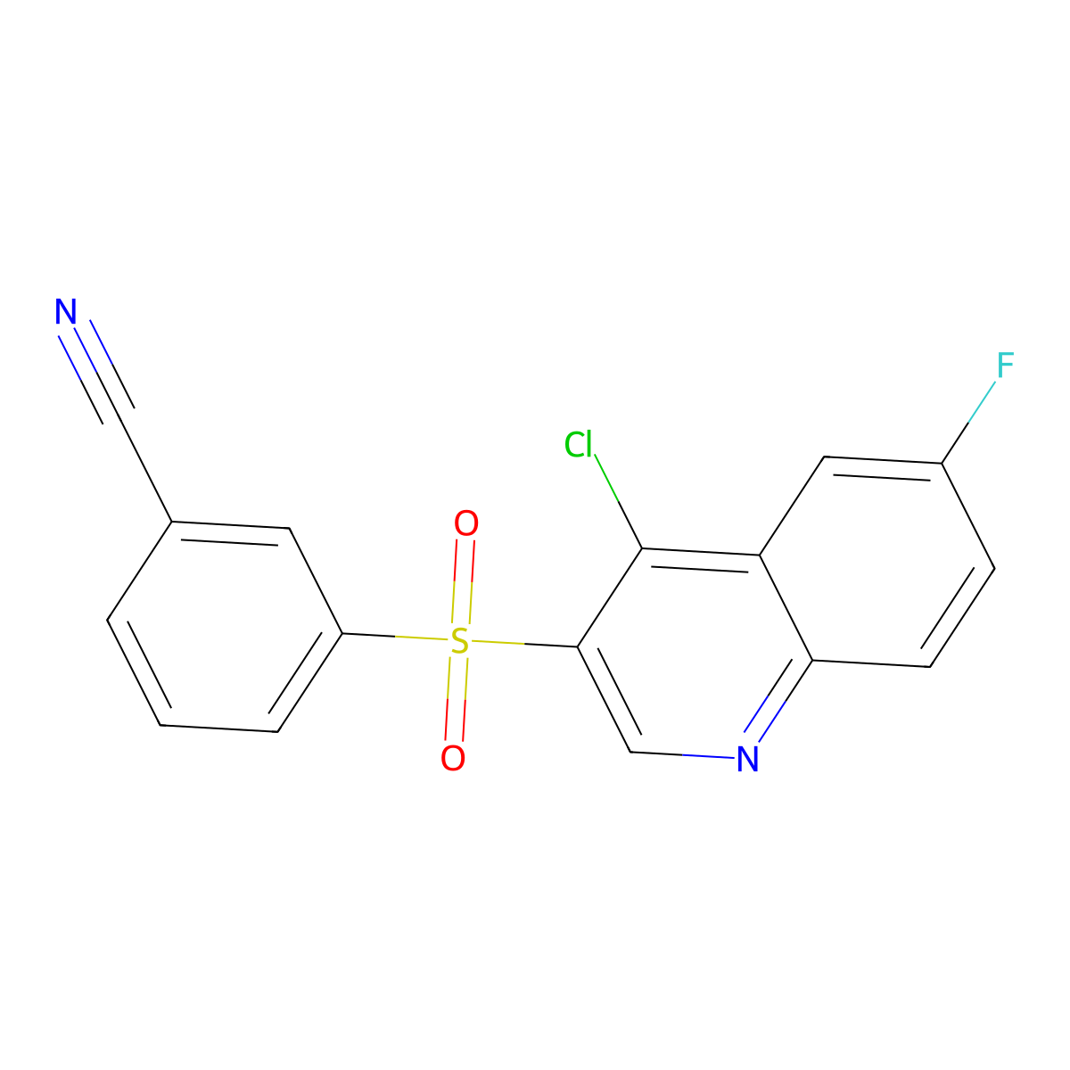 3-[(4-Chloro-6-fluoroquinolin-3-yl)sulfonyl]benzonitrile molecular structure, CAS 1556699-61-6