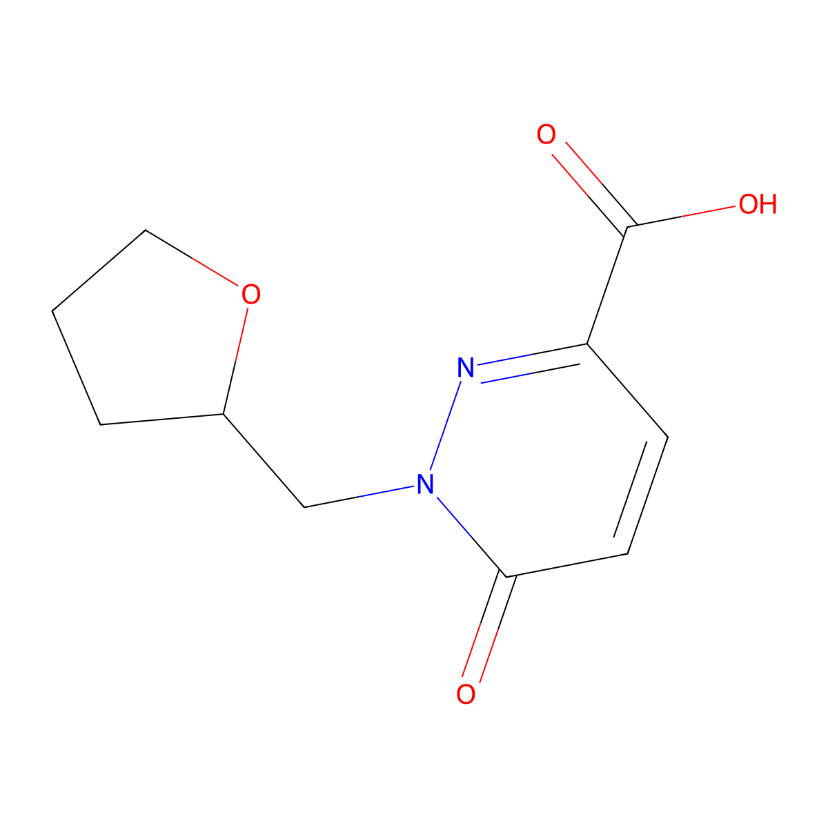 6-Oxo-1-[(oxolan-2-yl)methyl]-1,6-dihydropyridazine-3-carboxylic acid molecular structure, CAS 1556703-50-4