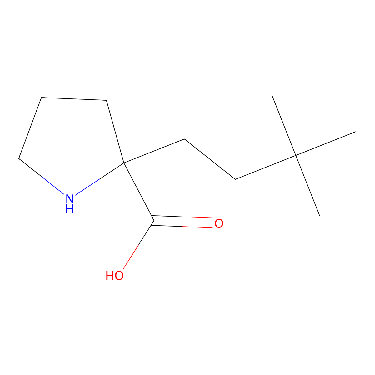 2-(3,3-Dimethylbutyl)pyrrolidine-2-carboxylic acid molecular structure, CAS 1556716-68-7