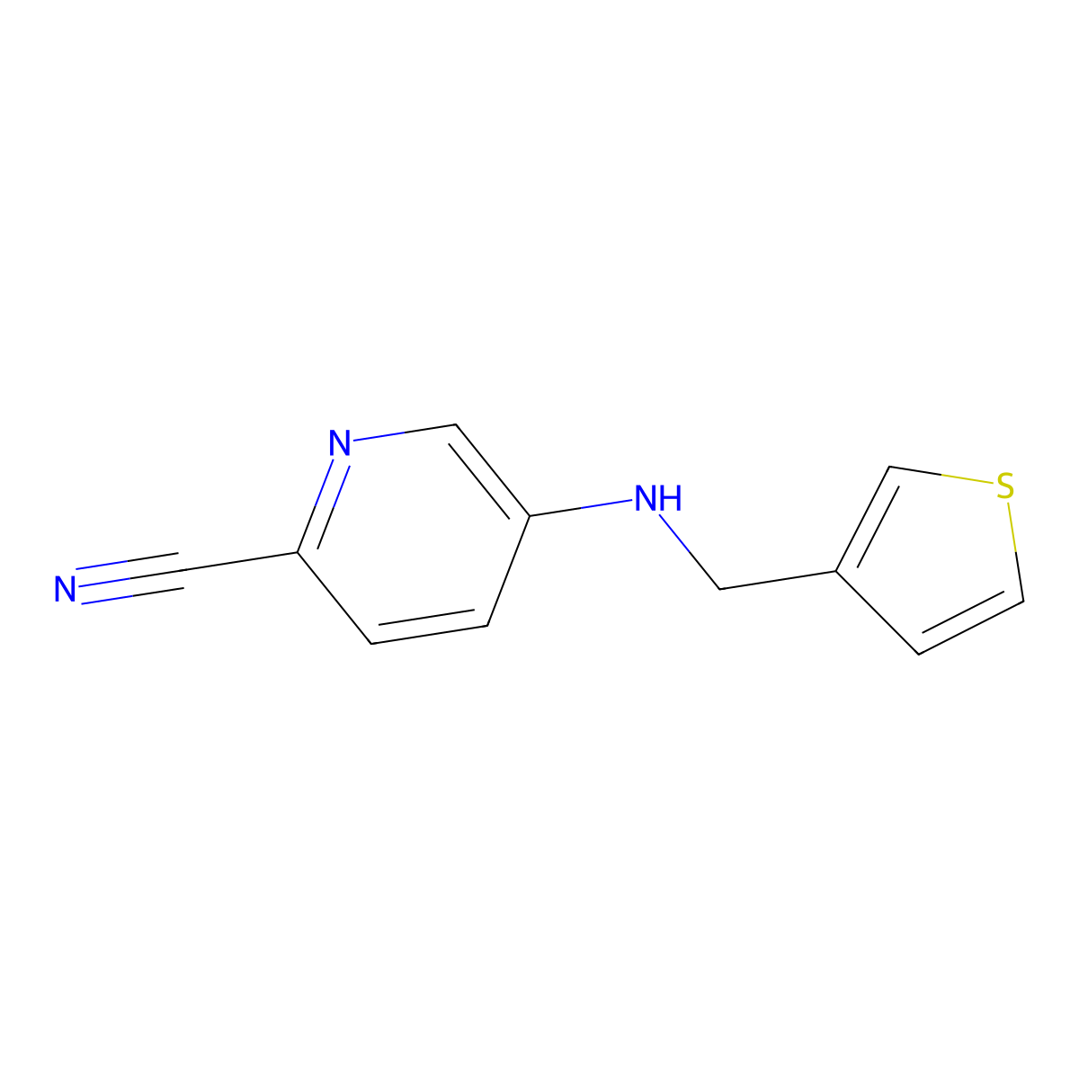 5-{[(Thiophen-3-yl)methyl]amino}pyridine-2-carbonitrile molecular structure, CAS 1556732-95-6