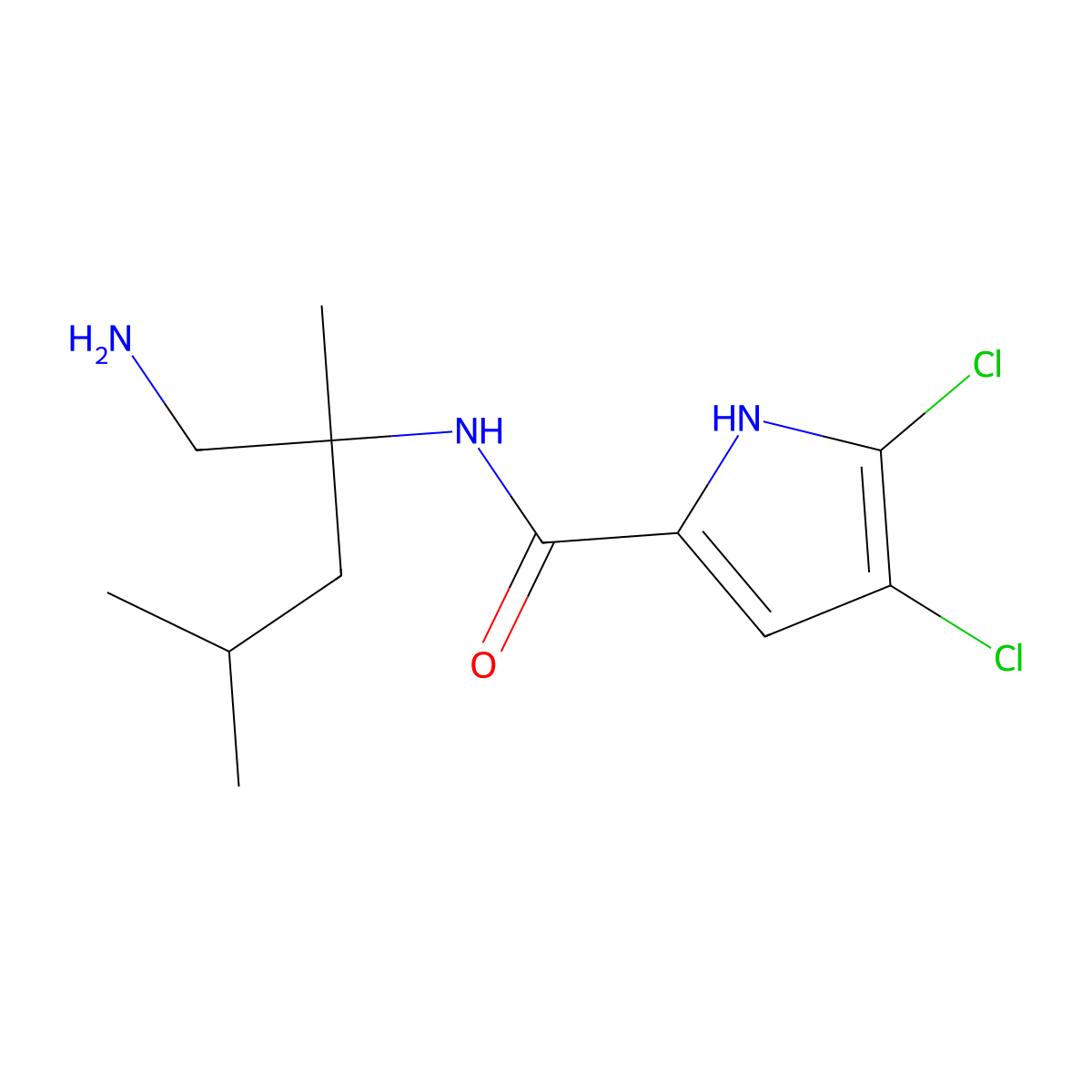 N-(1-Amino-2,4-dimethylpentan-2-yl)-4,5-dichloro-1H-pyrrole-2-carboxamide molecular structure, CAS 1556735-80-8