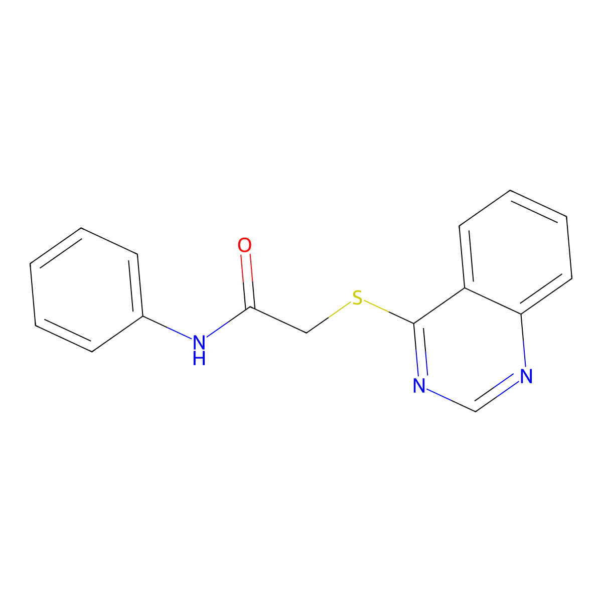 N-phenyl-2-(quinazolin-4-ylsulfanyl)acetamide molecular structure, CAS 155674-01-4