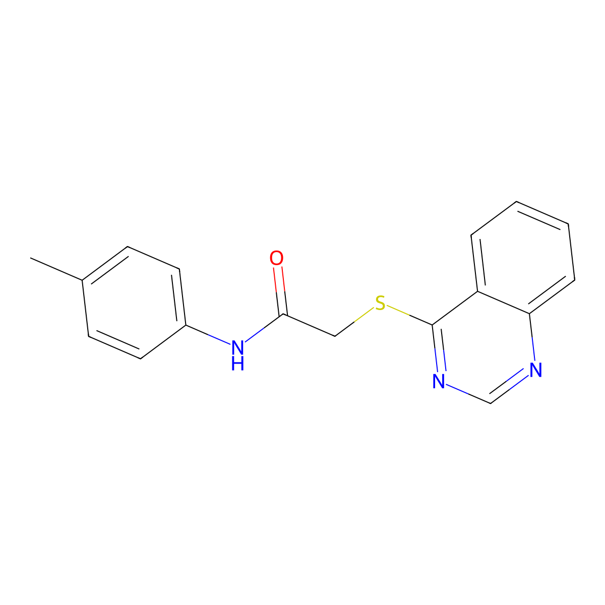 2-(quinazolin-4-ylthio)-N-(p-tolyl)acetamide molecular structure, CAS 155674-02-5