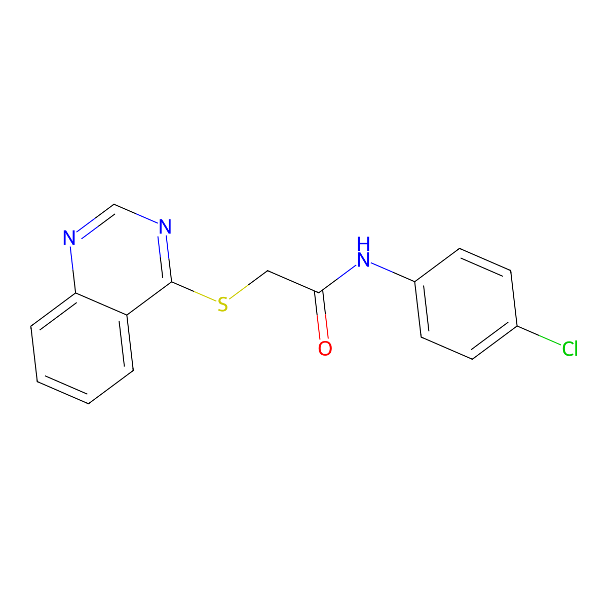 N-(4-chlorophenyl)-2-(quinazolin-4-ylthio)acetamide molecular structure, CAS 155674-03-6