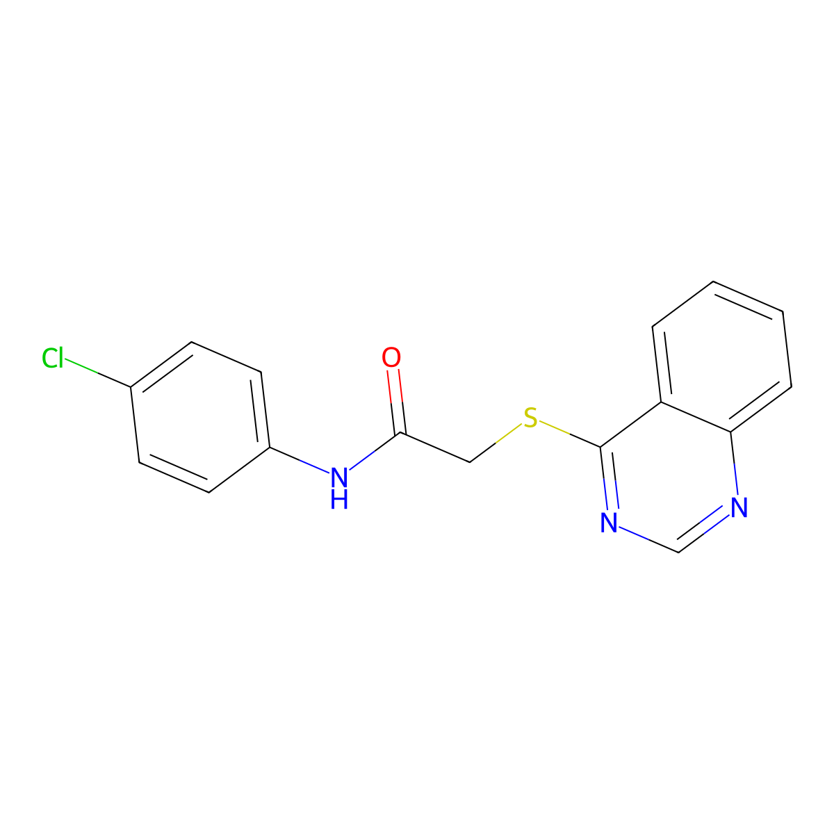 N-(4-chlorophenyl)-2-(quinazolin-4-ylthio)acetamide molecular structure, CAS 155674-03-6