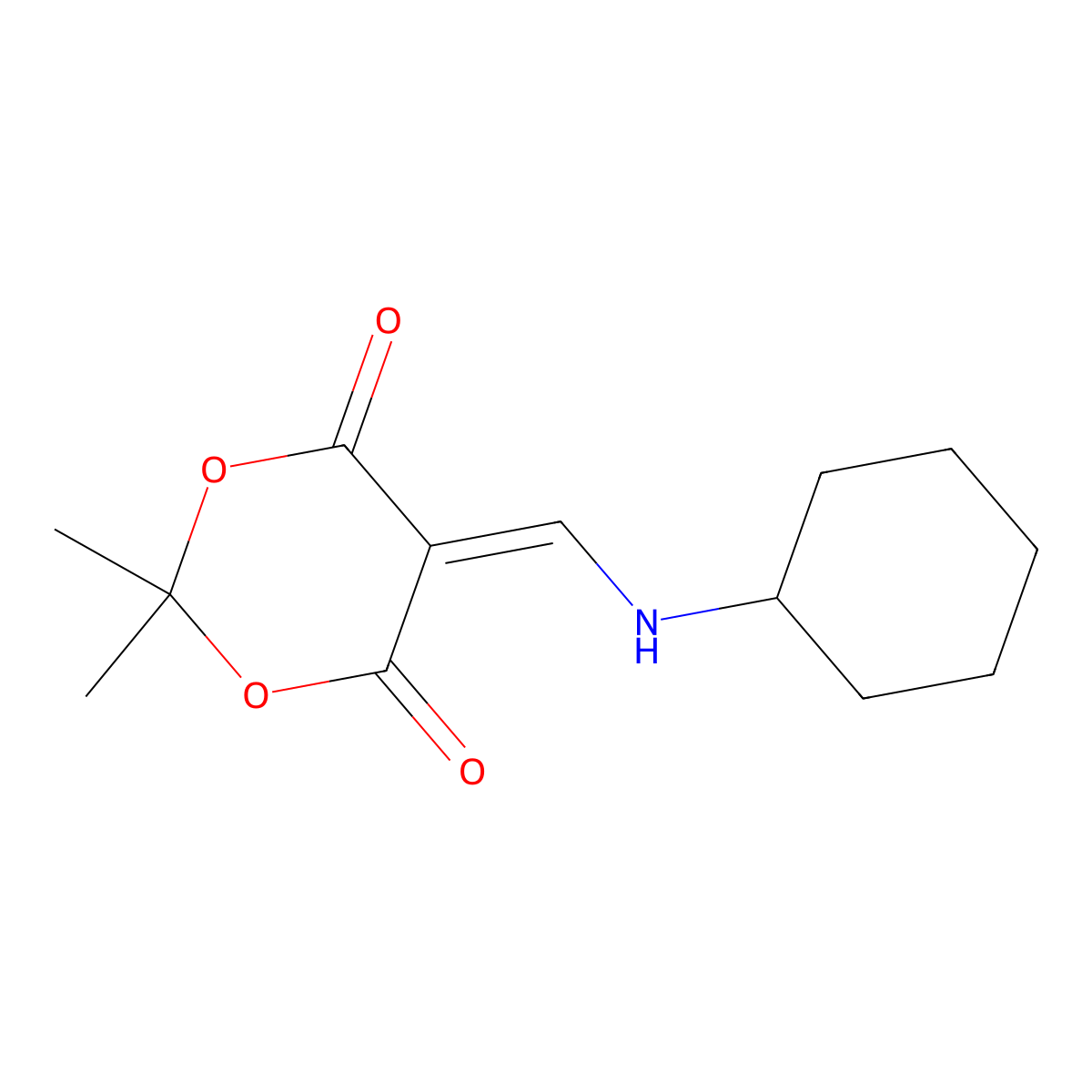5-[(Cyclohexylamino)methylidene]-2,2-dimethyl-1,3-dioxane-4,6-dione molecular structure, CAS 15568-90-8