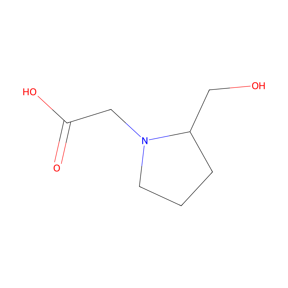 2-(2-(Hydroxymethyl)pyrrolidin-1-yl)acetic acid molecular structure, CAS 155681-21-3