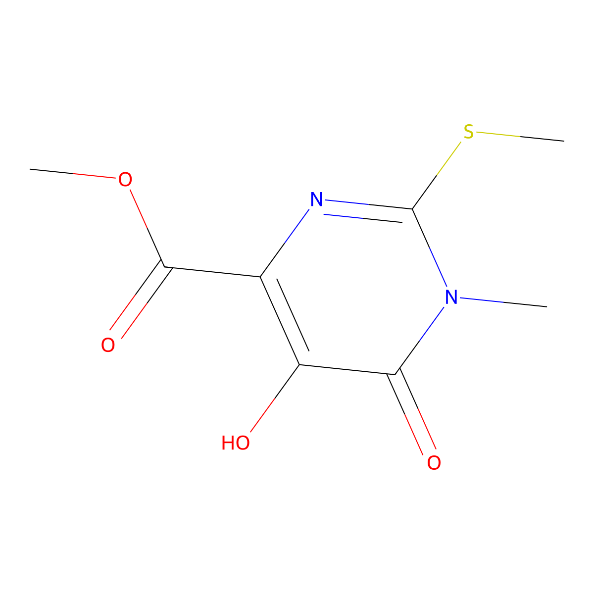 Methyl 5-hydroxy-1-methyl-2-(methylthio)-6-oxo-1,6-dihydropyrimidine-4-carboxylate molecular structure, CAS 1556811-40-5