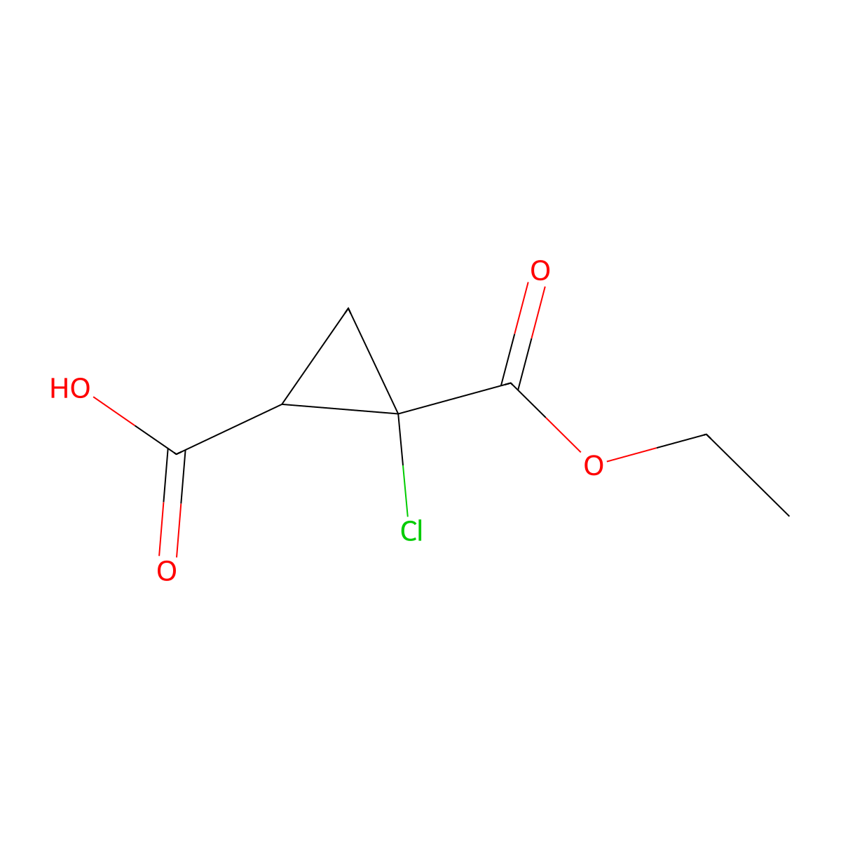 2-Chloro-2-ethoxycarbonyl-1-cyclopropanecarboxylic acid molecular structure, CAS 155687-17-5