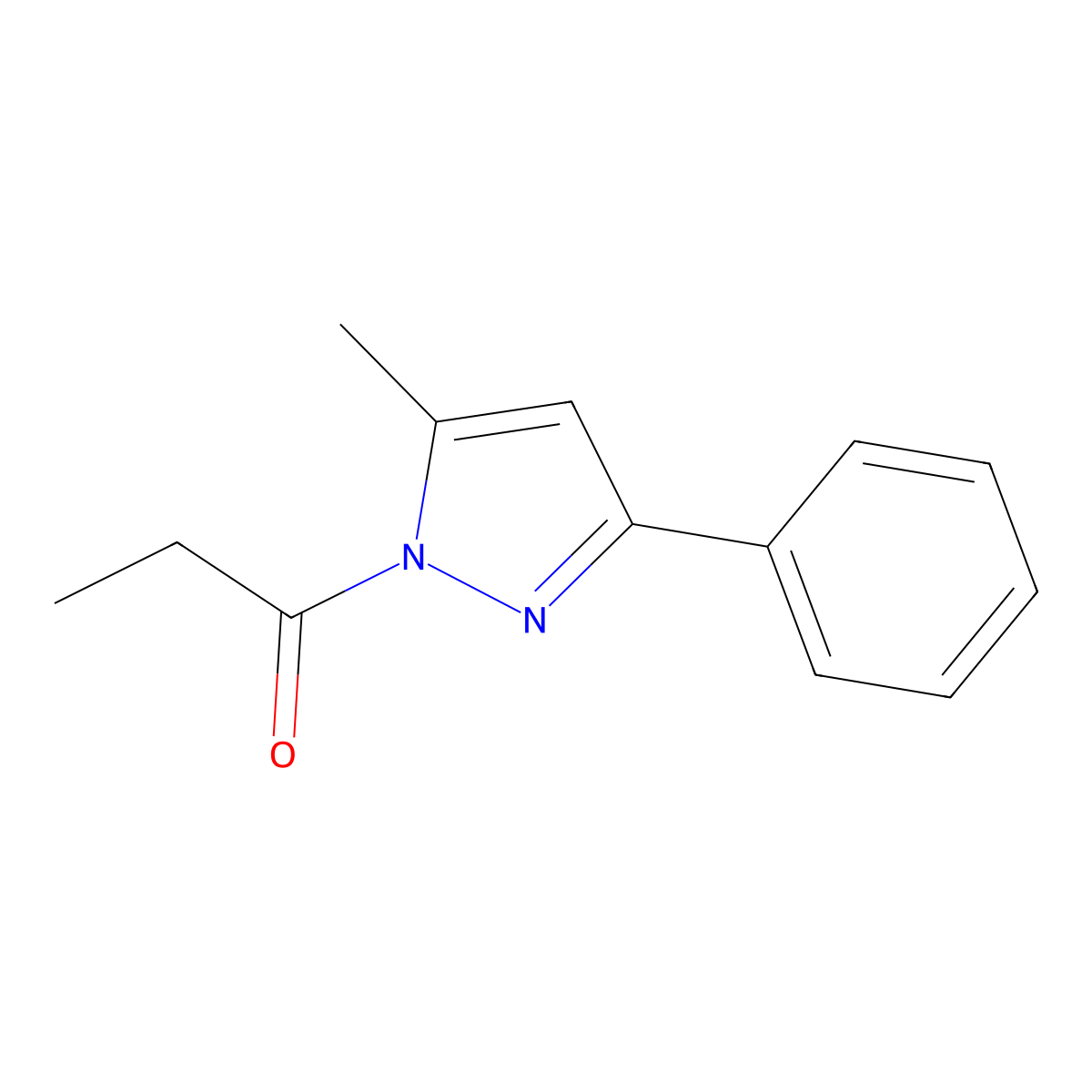 5-methyl-3-phenyl-1-propionyl-1H-pyrazole molecular structure, CAS 155688-81-6