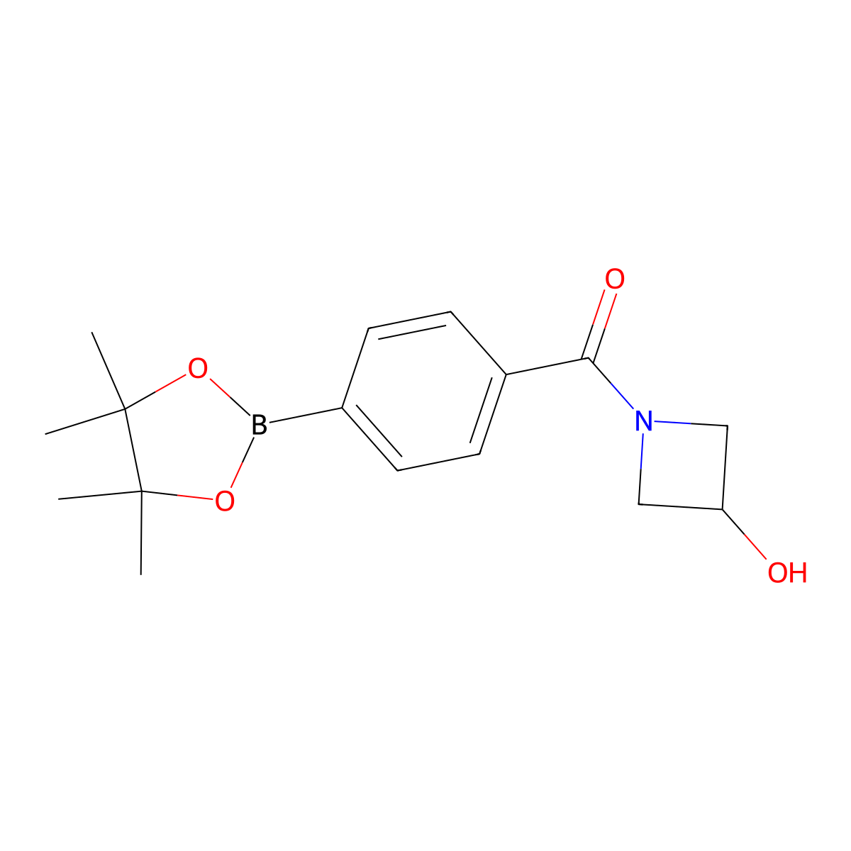 (3-Hydroxyazetidin-1-yl)(4-(4,4,5,5-tetramethyl-1,3,2-dioxaborolan-2-yl)phenyl)methanone molecular structure, CAS 1556880-80-8