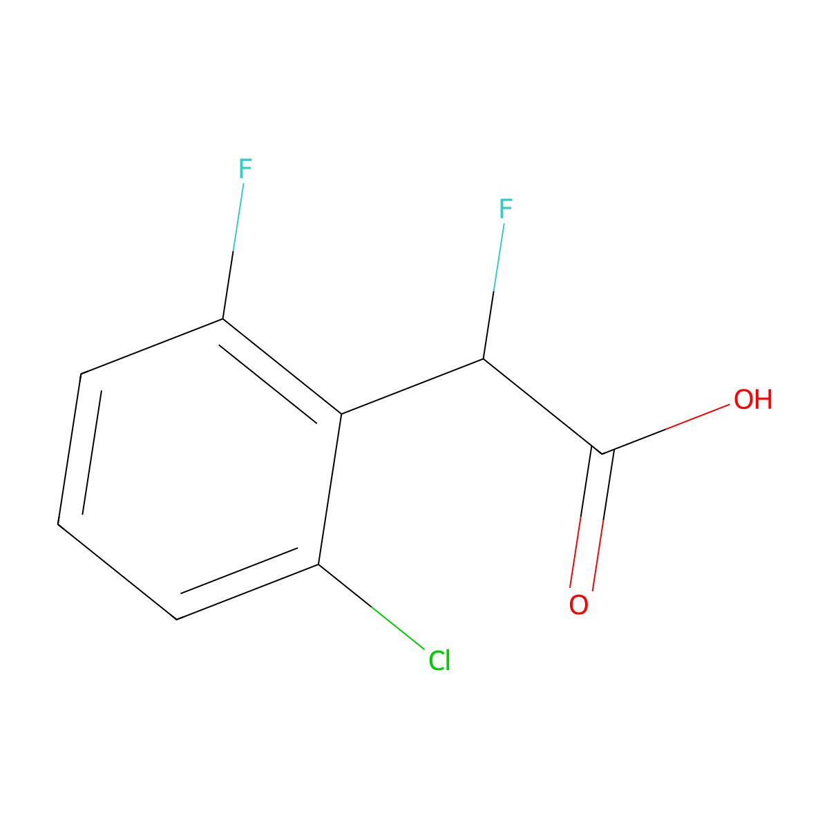 2-(2-Chloro-6-fluorophenyl)-2-fluoroacetic acid molecular structure, CAS 1556900-34-5