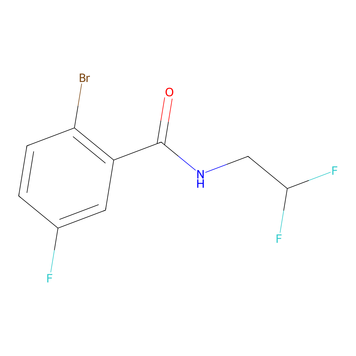 2-Bromo-N-(2,2-difluoroethyl)-5-fluorobenzamide molecular structure, CAS 1556908-45-2