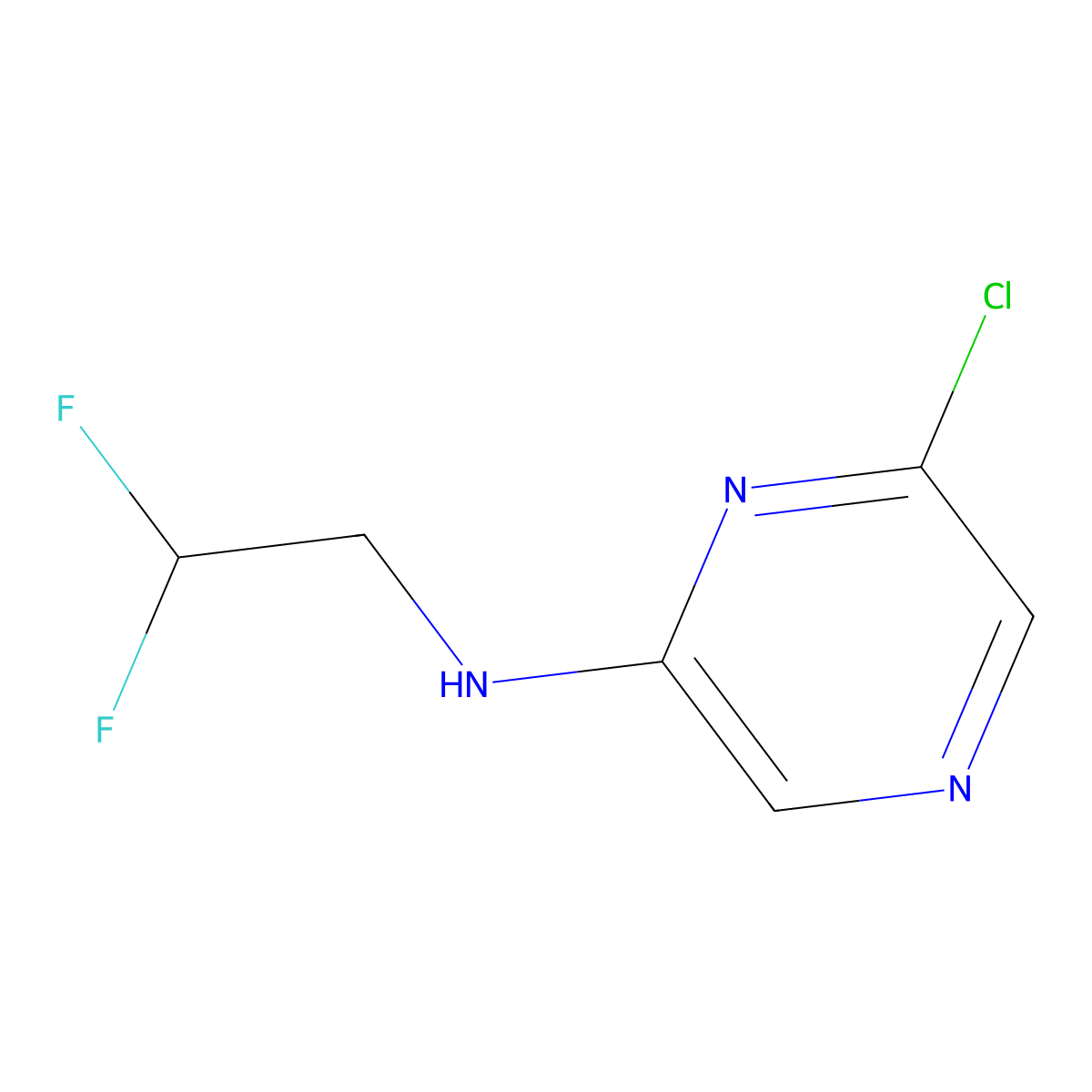 6-chloro-N-(2,2-difluoroethyl)pyrazin-2-amine molecular structure, CAS 1556909-99-9