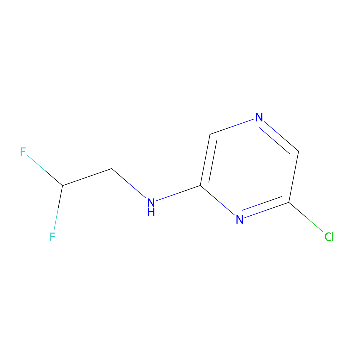 6-chloro-N-(2,2-difluoroethyl)pyrazin-2-amine molecular structure, CAS 1556909-99-9