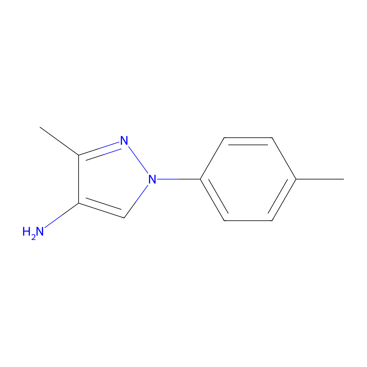 3-Methyl-1-(p-tolyl)-1H-pyrazol-4-amine molecular structure, CAS 1556944-37-6