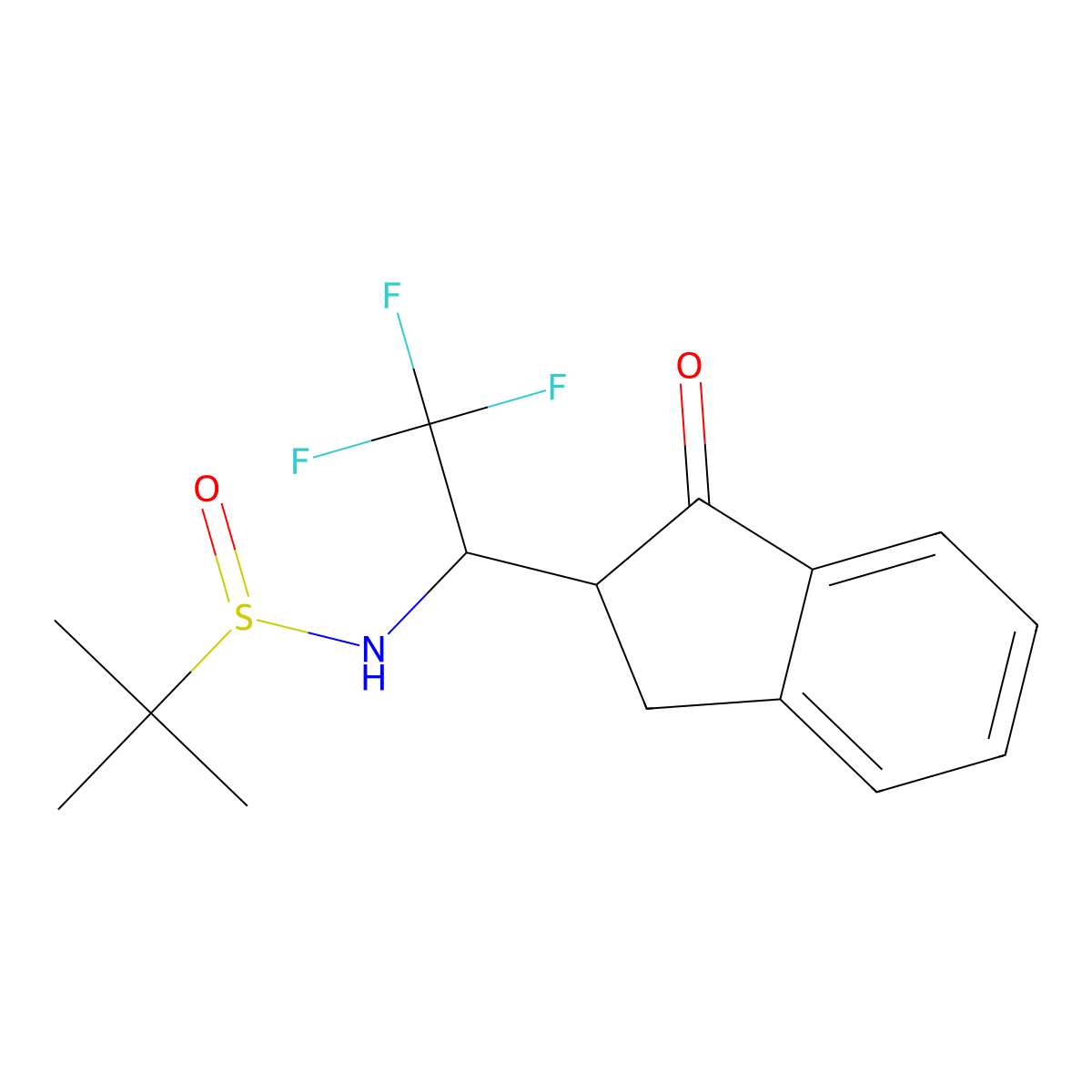 (S)-2-Methyl-N-[(1S)-2,2,2-trifluoro-1-[(2S)-3-oxo-1,2-dihydroinden-2-yl]ethyl]propane-2-sulfinamide molecular structure, CAS 1556948-38-9