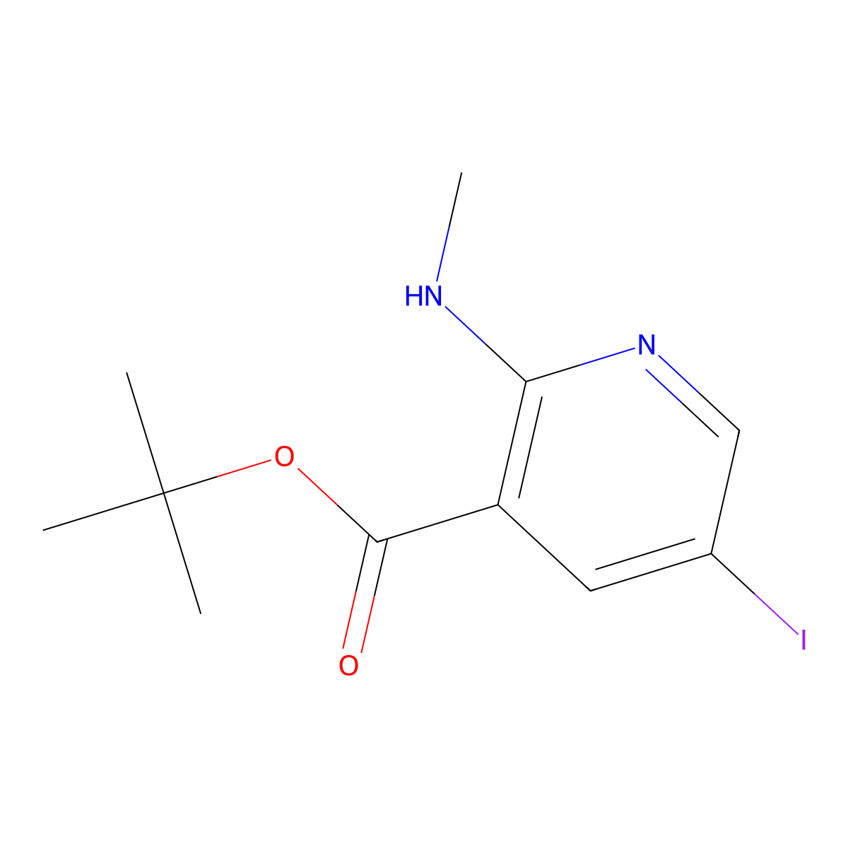 tert-Butyl 5-iodo-2-(methylamino)nicotinate molecular structure, CAS 1556958-94-1
