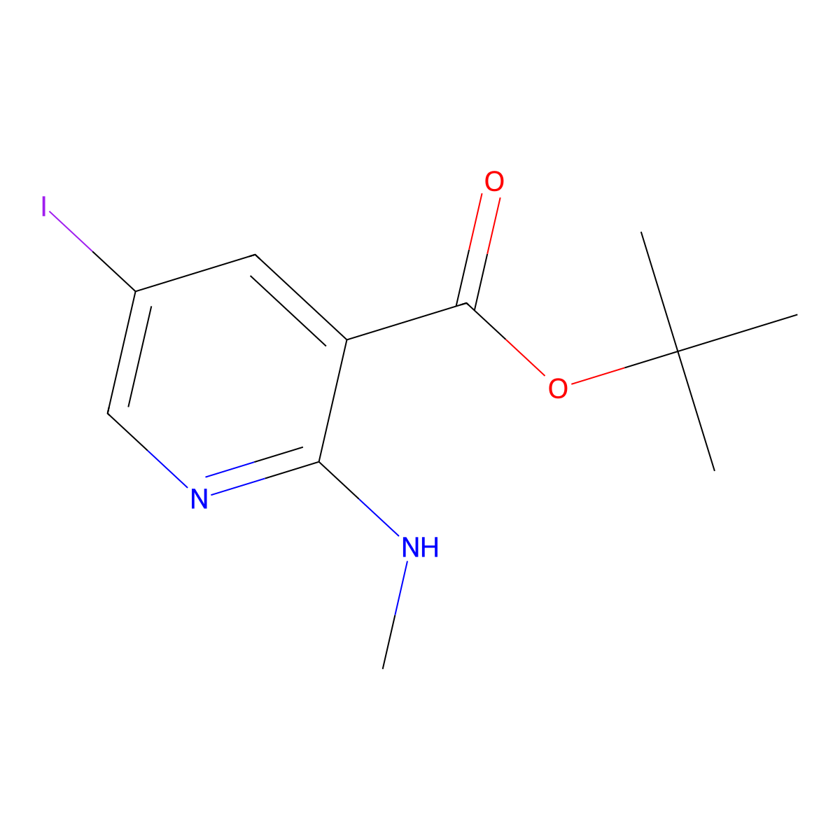 tert-Butyl 5-iodo-2-(methylamino)nicotinate molecular structure, CAS 1556958-94-1